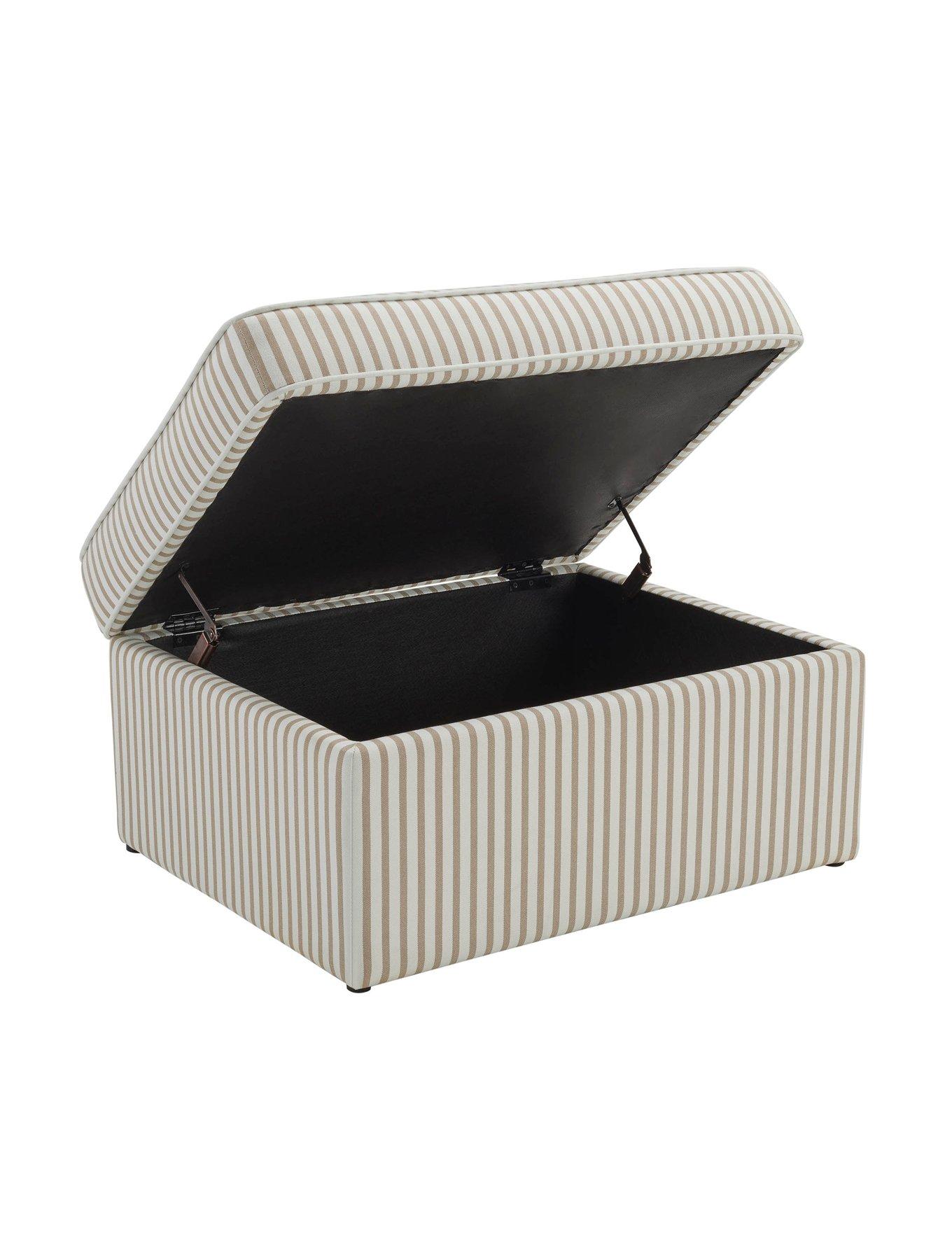 Image 3 of 4 of Dusk Soho Ottoman Storage Pouffe - Sand Stripe