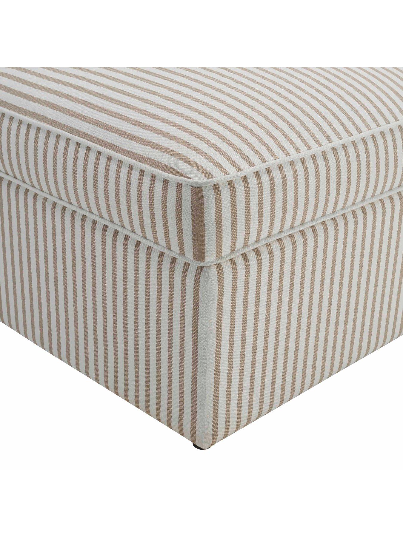 Image 4 of 4 of Dusk Soho Ottoman Storage Pouffe - Sand Stripe