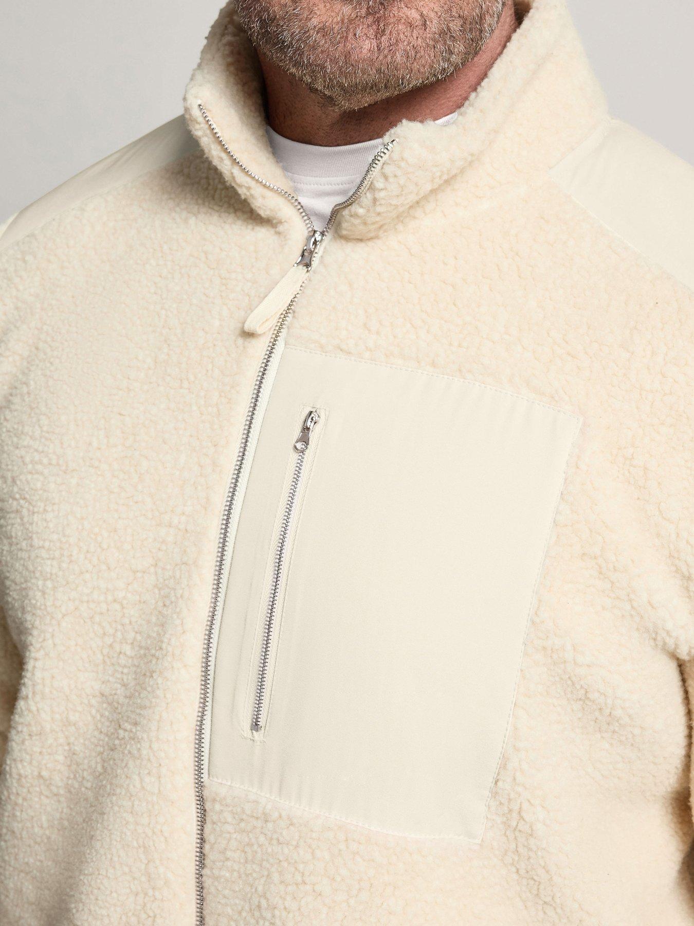 Image 4 of 4 of BadRhino Mens Big &amp; Tall Borg Lined Zip Through Jacket - Natural