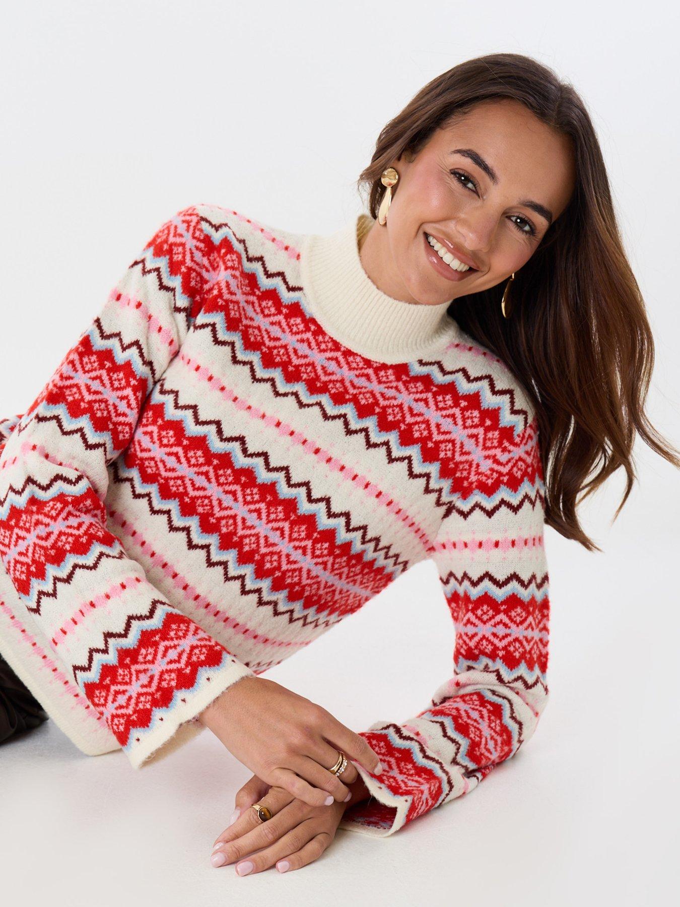 Image 5 of 5 of Threadbare Womens Jingle Funnel Neck Soft-Touch Fairisle Jumper - Multi