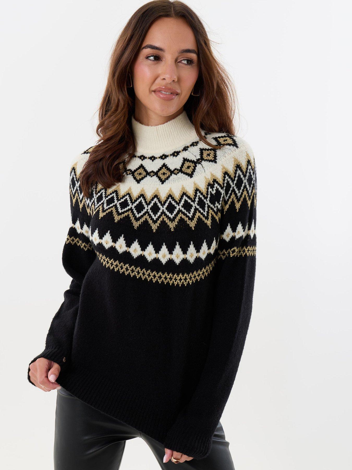 Image 2 of 4 of Threadbare Ladies Mince Pie Crew Neck Xmas Jumper - Black