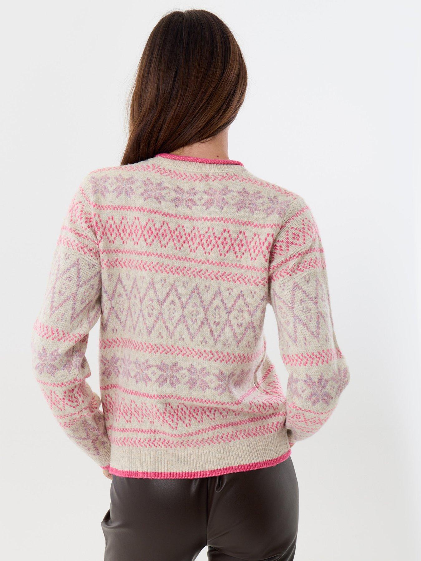 Image 2 of 4 of Threadbare Womens Flurry Fairisle Christmas Jumper - Pink
