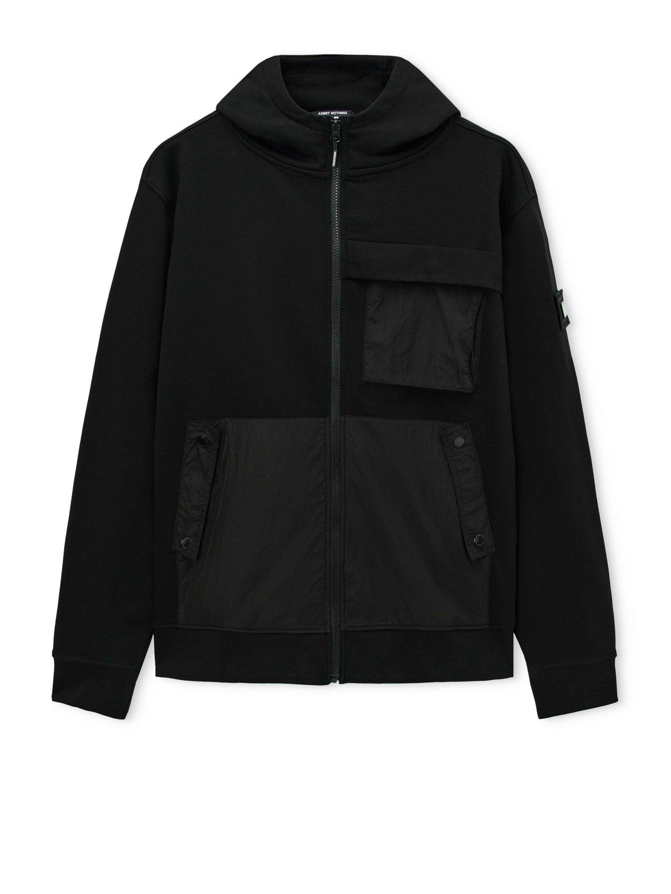 Image 4 of 6 of Weekend Offender Mens Daponte Woven Pocket Hoodie - Black