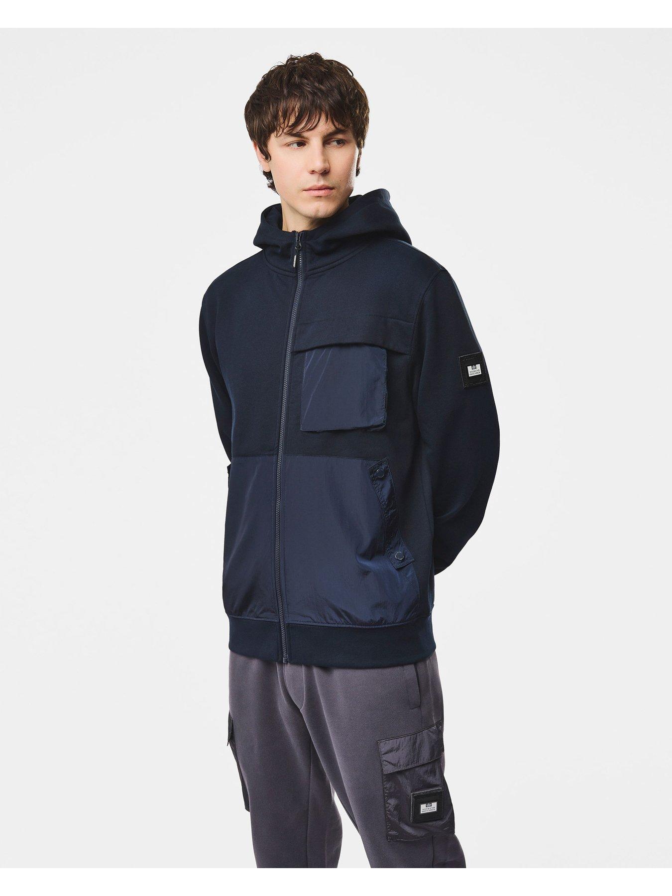 Image 1 of 6 of Weekend Offender Mens Daponte Full Zip Contrast Panel Hoodie - Navy