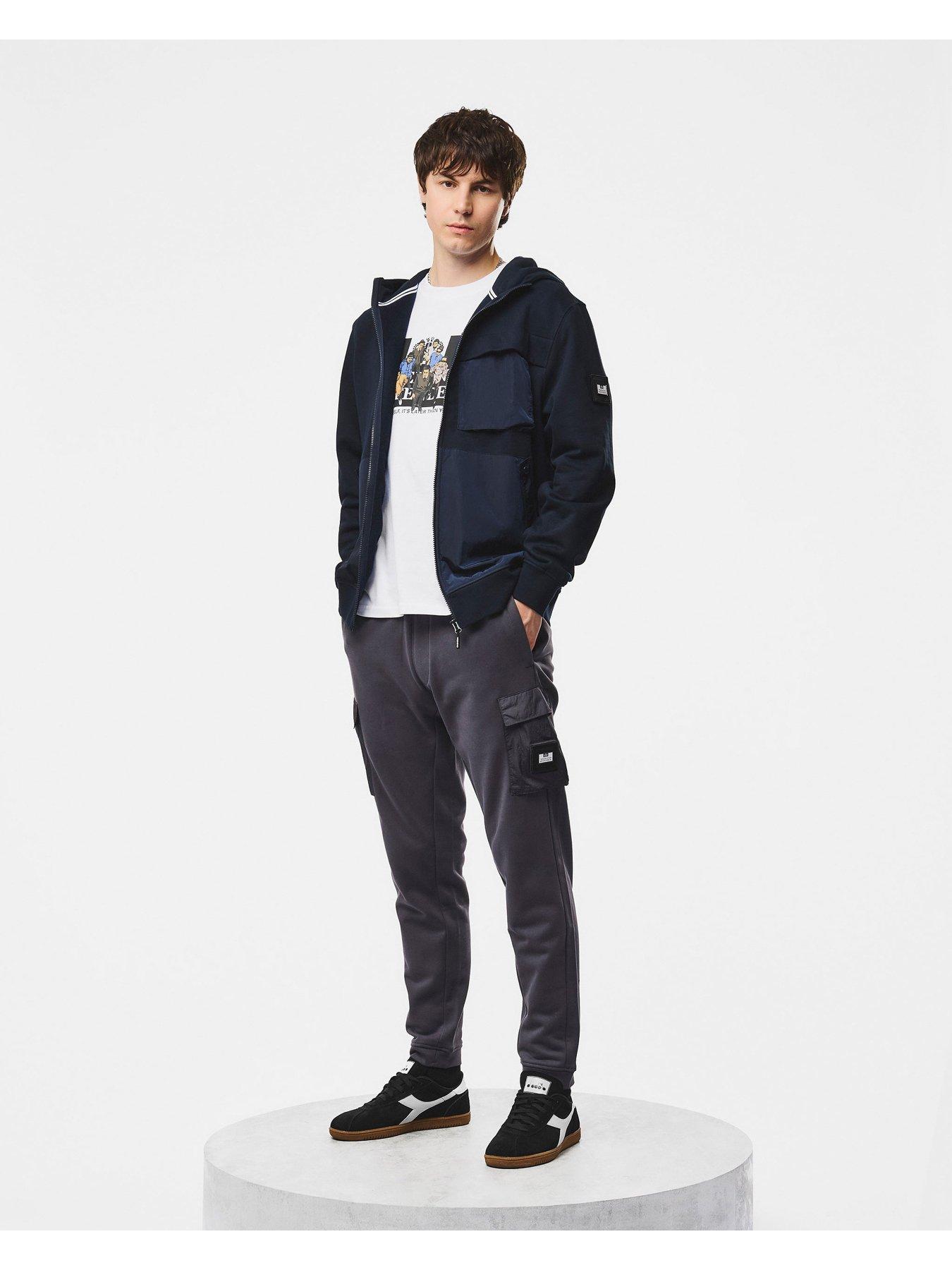Image 2 of 6 of Weekend Offender Mens Daponte Full Zip Contrast Panel Hoodie - Navy