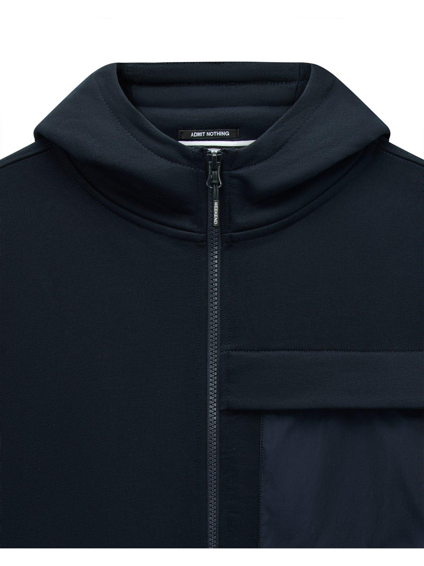 Image 5 of 6 of Weekend Offender Mens Daponte Full Zip Contrast Panel Hoodie - Navy