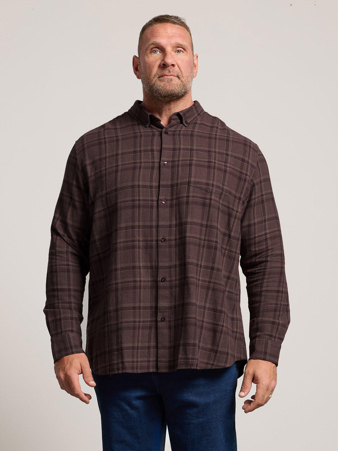 Badrhino Men's Dark Brown Check Long Sleeve Shirt In | Size: 4XL - Image 2