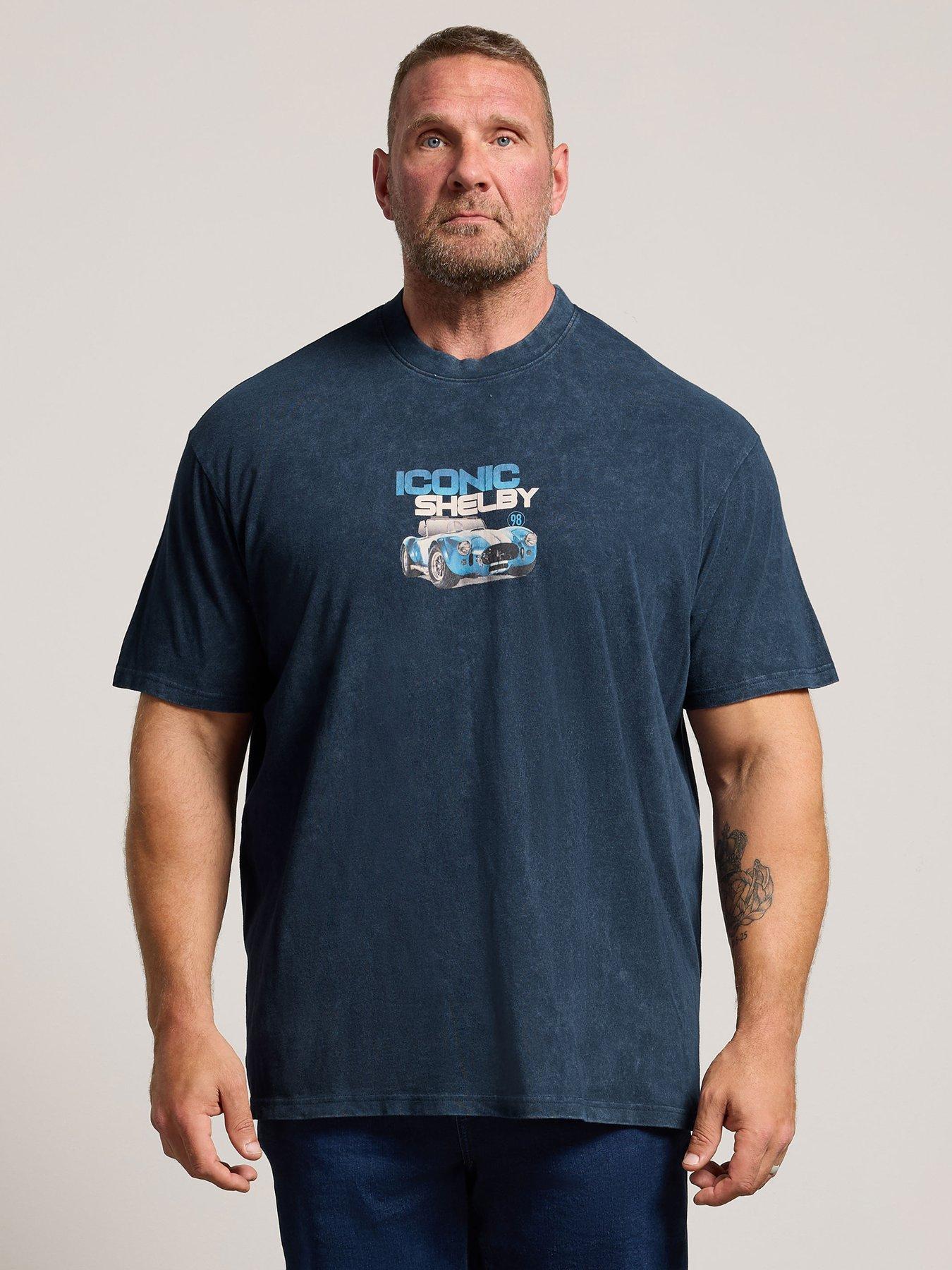 BadRhino Mens Big & Tall Acid Wash Graphic T-Shirt, Blue, Size 7-8Xl, Men