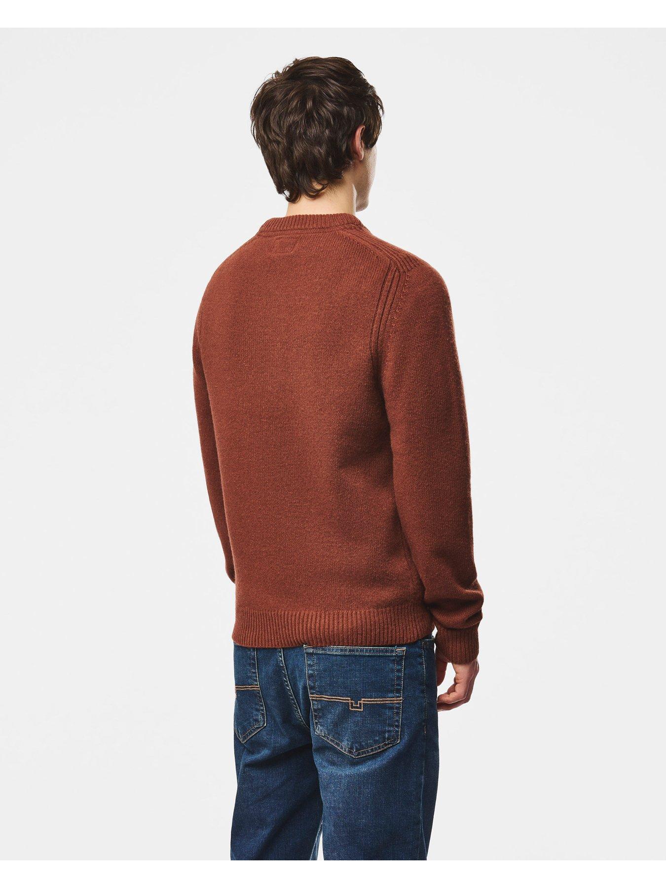 Image 3 of 6 of Weekend Offender Mens Zagreb Wool-Rich Raglan Jumper - Brown