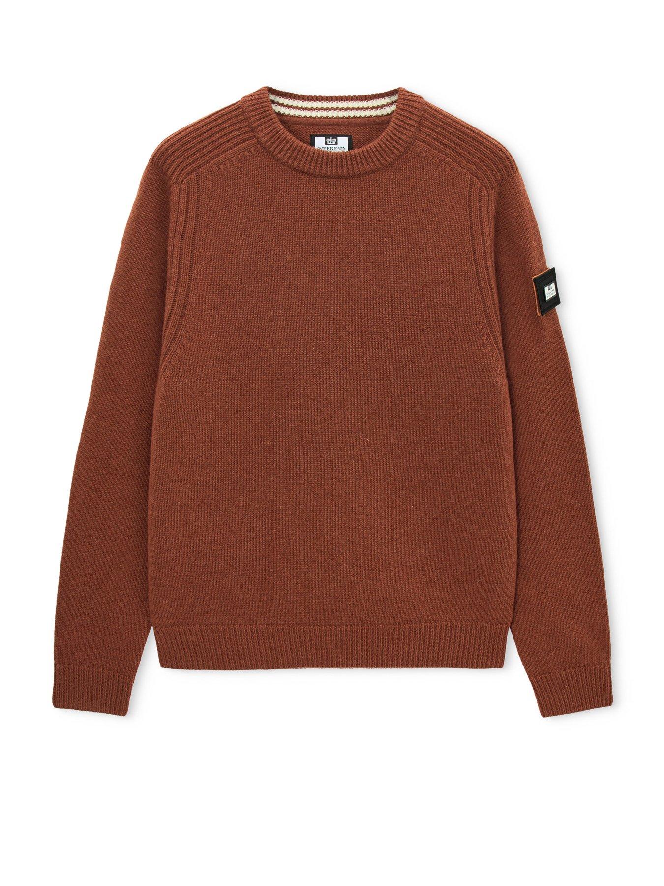 Image 4 of 6 of Weekend Offender Mens Zagreb Wool-Rich Raglan Jumper - Brown