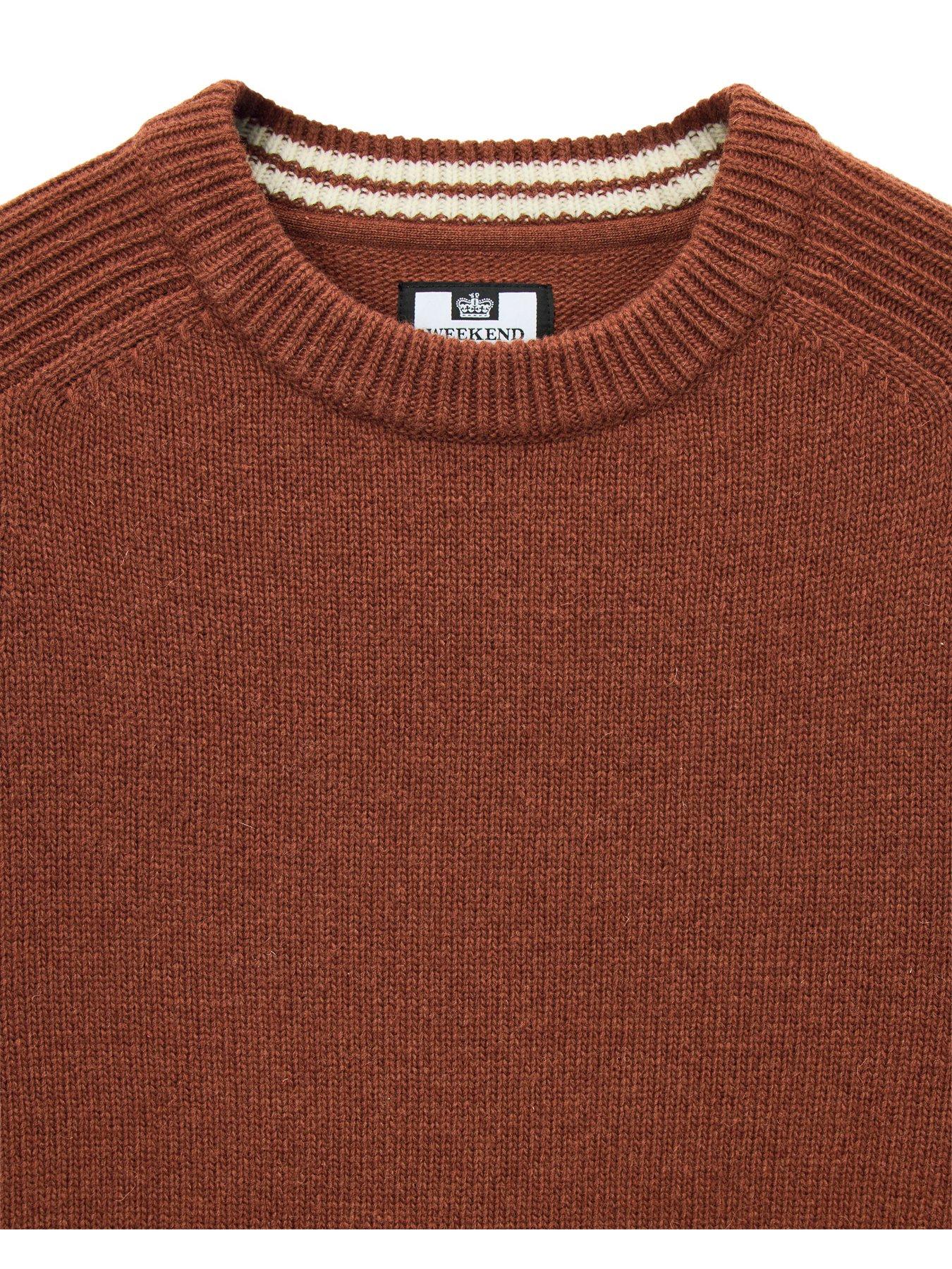 Image 5 of 6 of Weekend Offender Mens Zagreb Wool-Rich Raglan Jumper - Brown