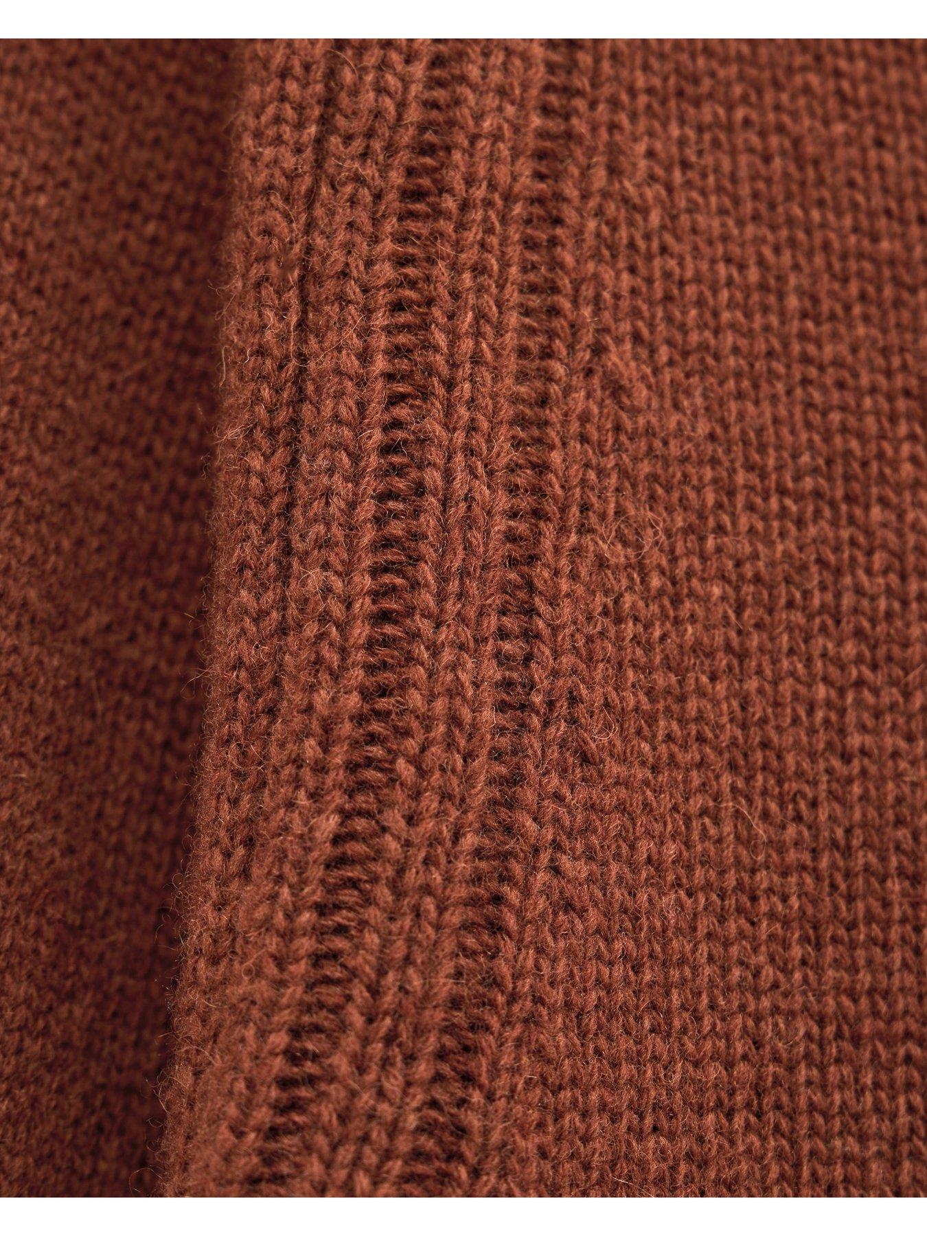 Image 6 of 6 of Weekend Offender Mens Zagreb Wool-Rich Raglan Jumper - Brown