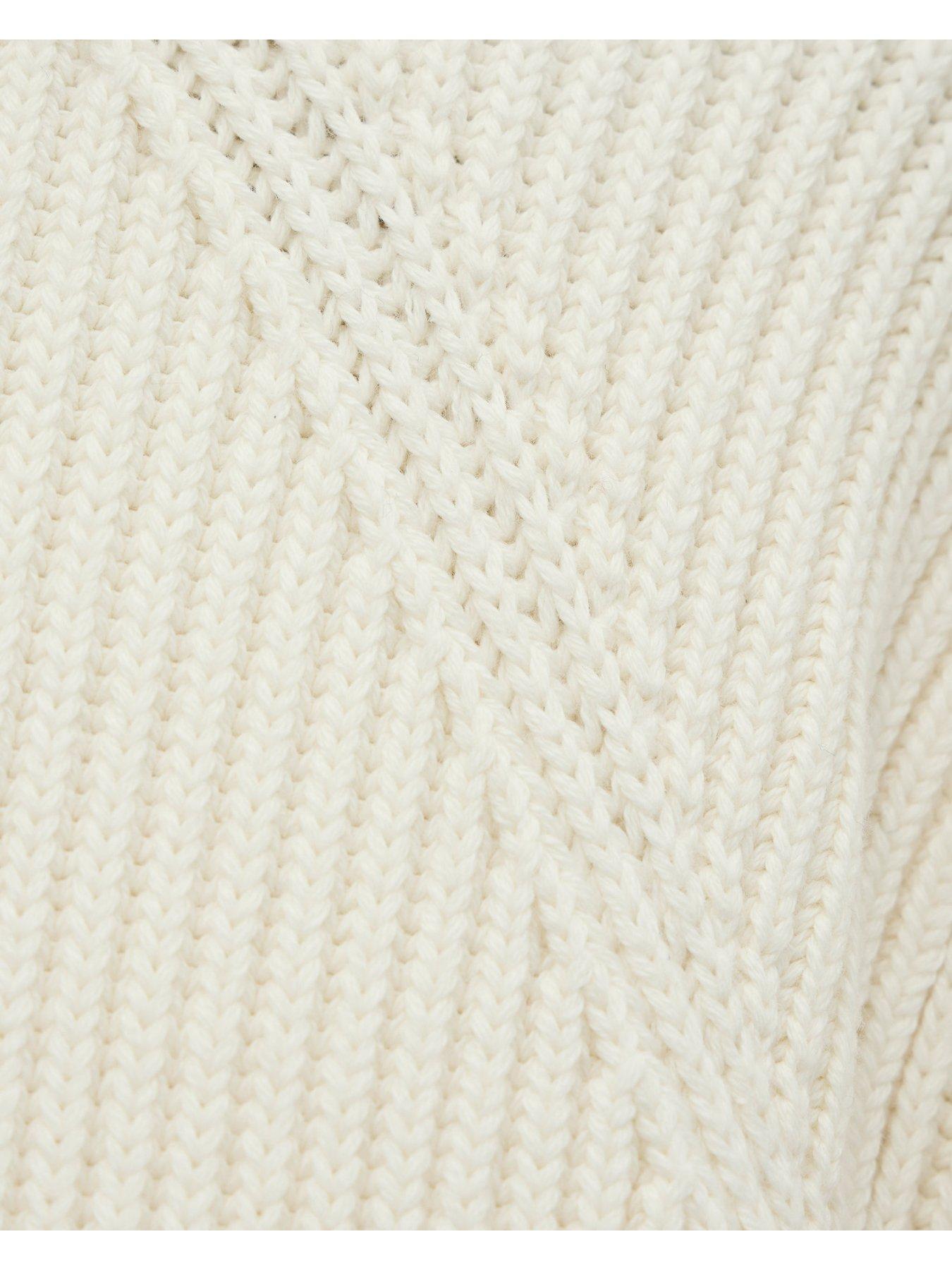Image 7 of 7 of Weekend Offender Mens Rib Knit 1/4 Zip Funnel Neck Jumper - Cream