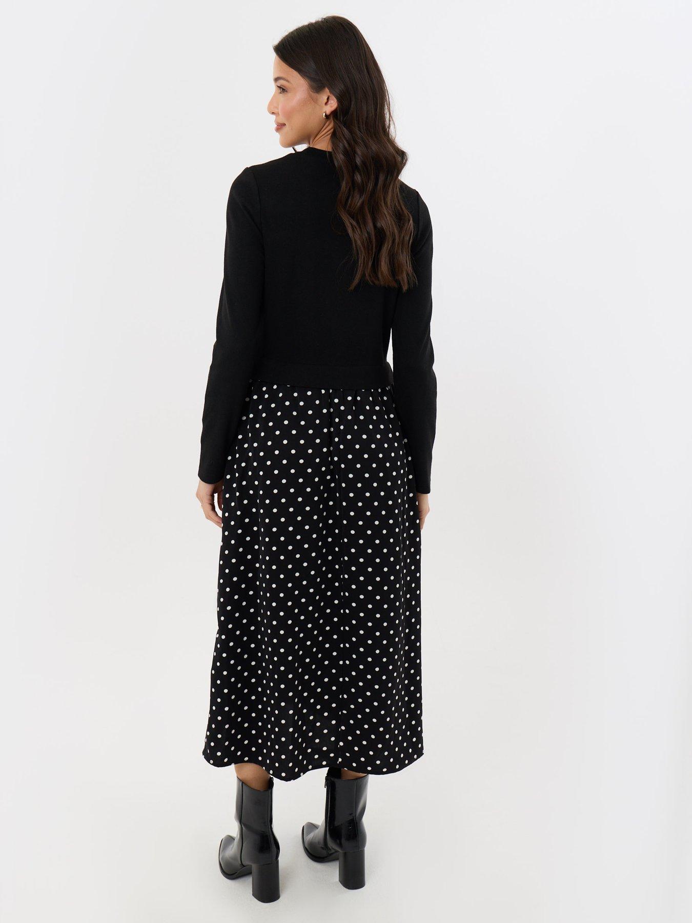 Image 2 of 4 of Threadbare Womens Petite 2-in-1 Long Sleeve Maxi Dress - Black