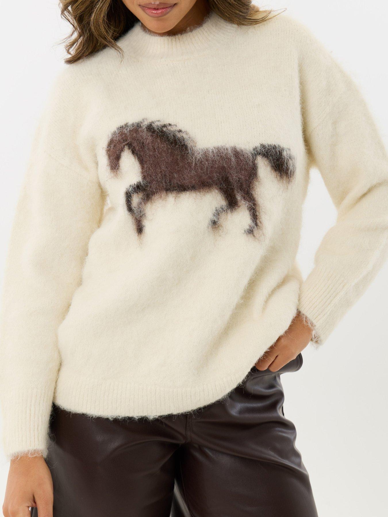 Image 5 of 5 of Threadbare Ladies Sienna Brushed Knit Graphic Jumper - Ecru
