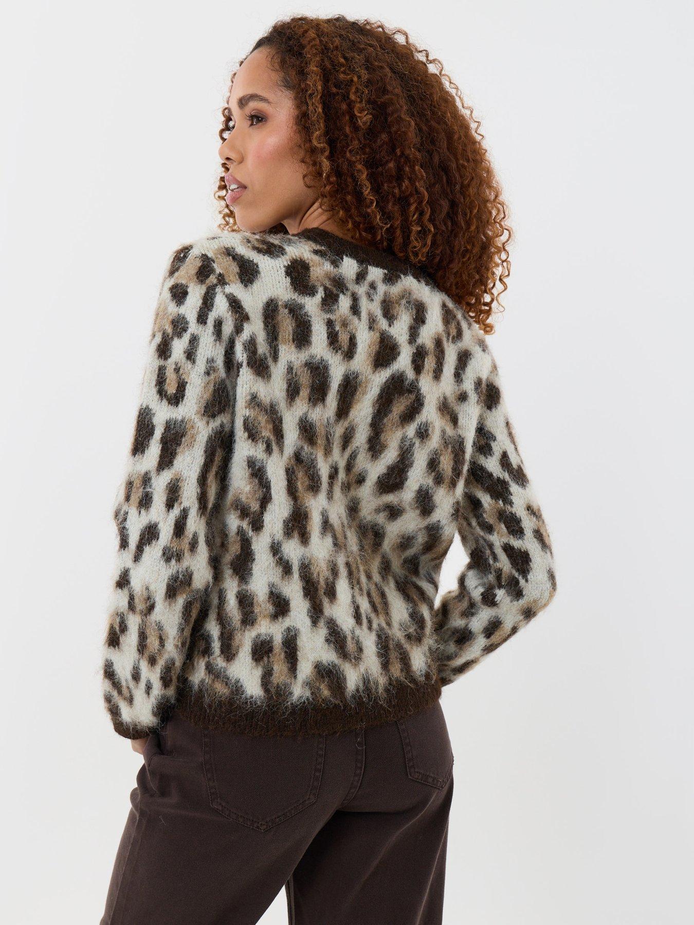 Image 2 of 4 of Threadbare Womens Leopard Print Brushed Crew Neck Jumper - Multi