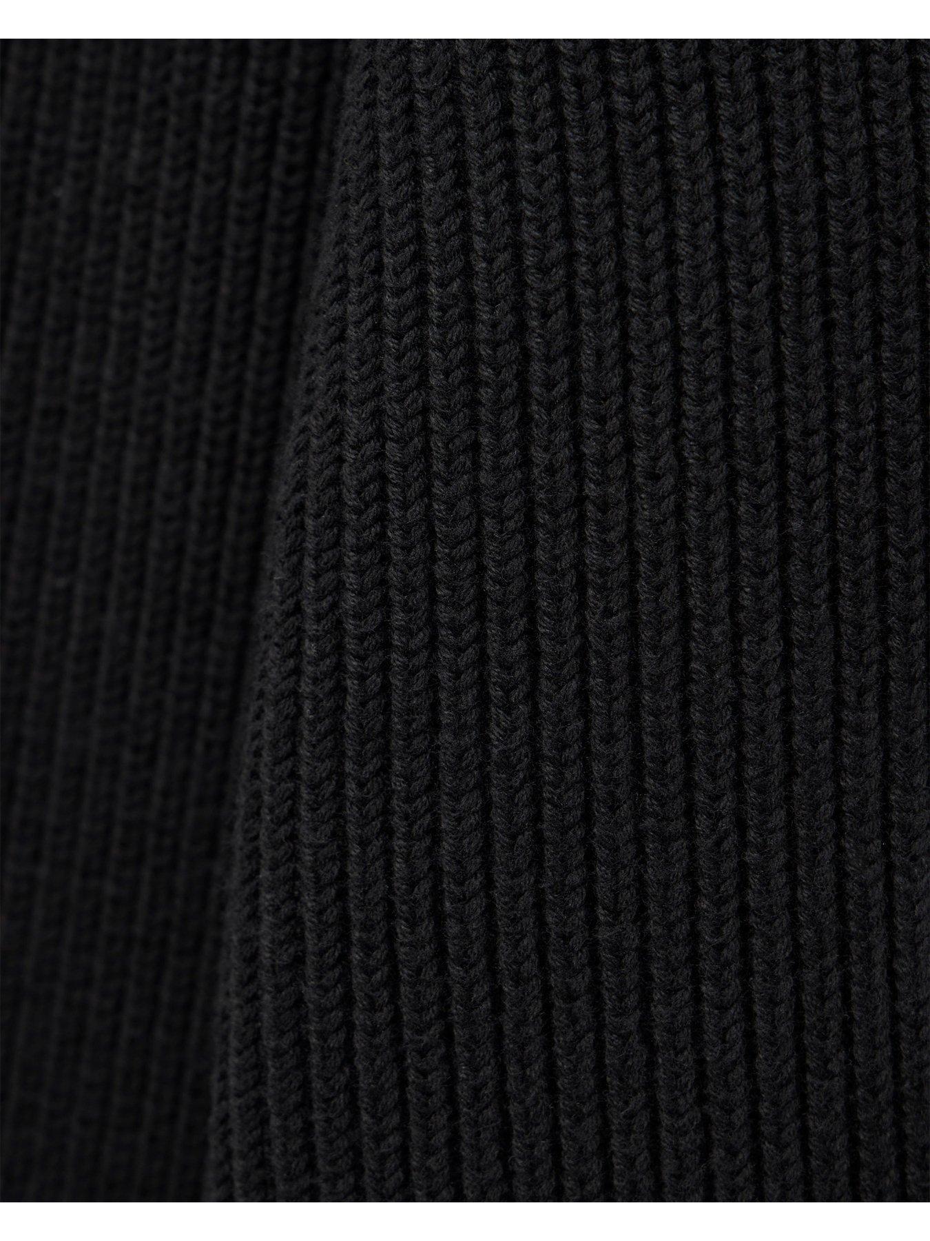 Image 7 of 7 of Weekend Offender Mens Quarter Zip Ribbed Knit Jumper - Black