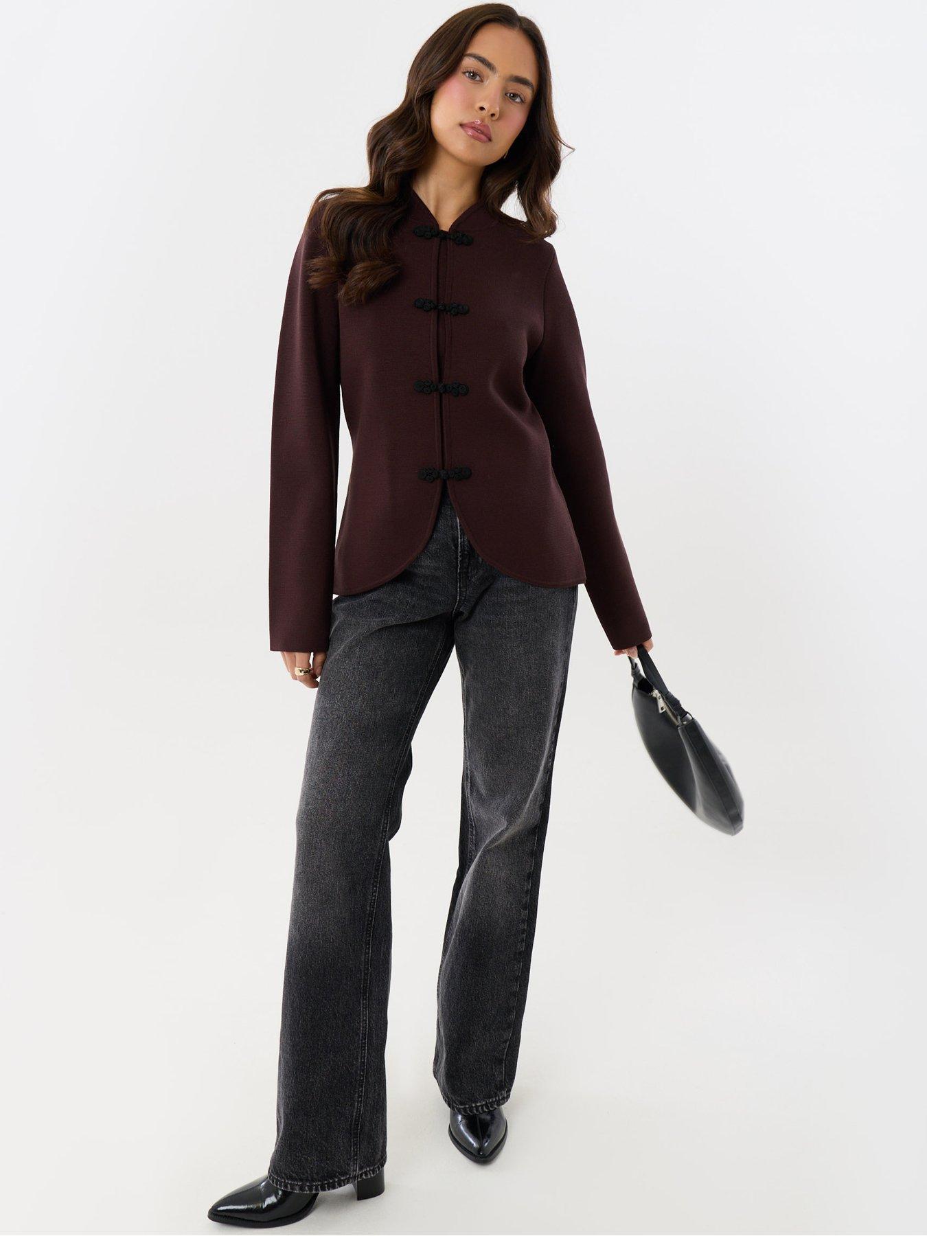 Image 3 of 5 of Threadbare Ladies Jasmina Fireman Clasp Knit Cardigan - Choc