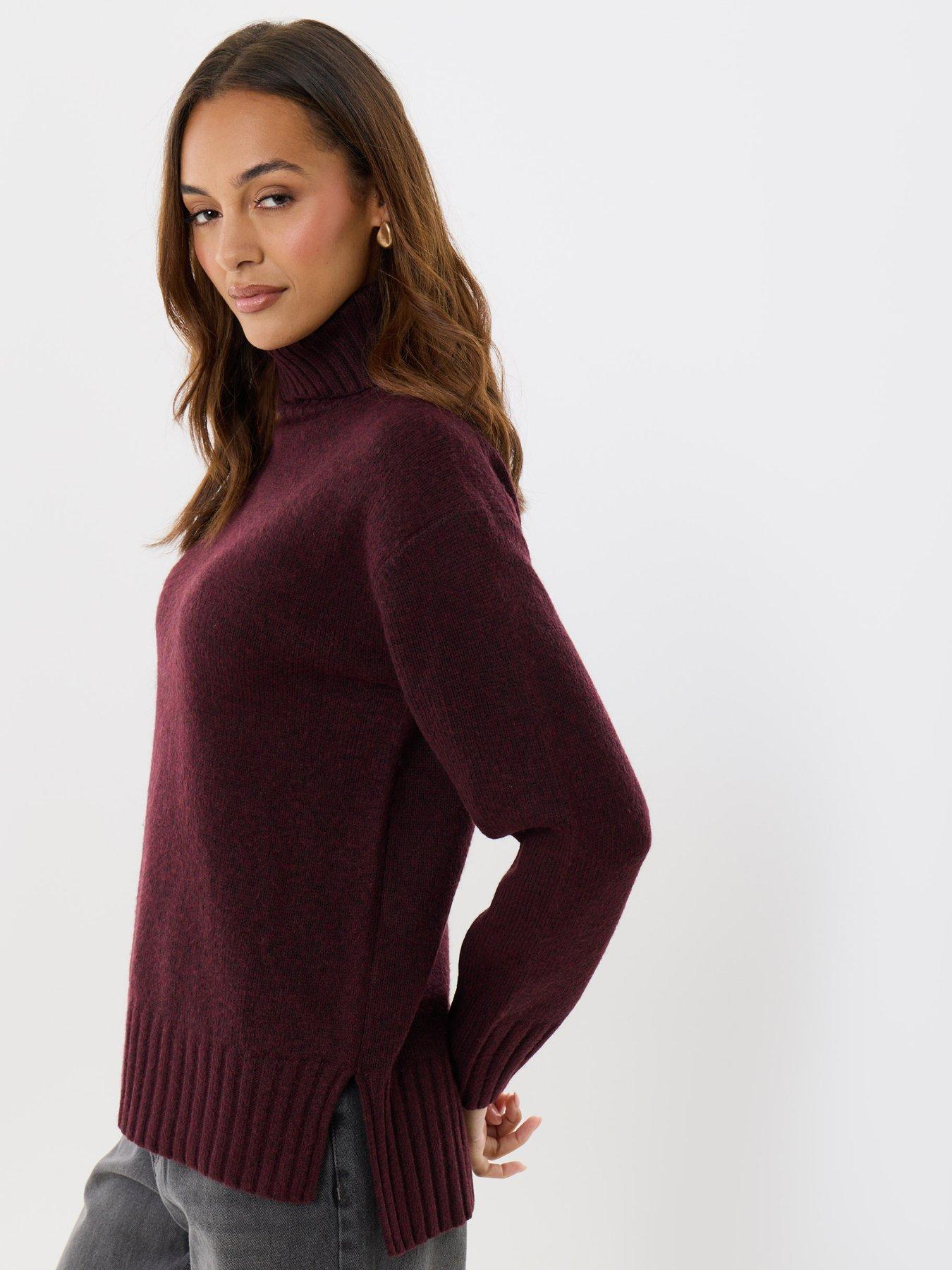 Image 1 of 5 of Threadbare Oversized Roll Neck Jumper In Plum
