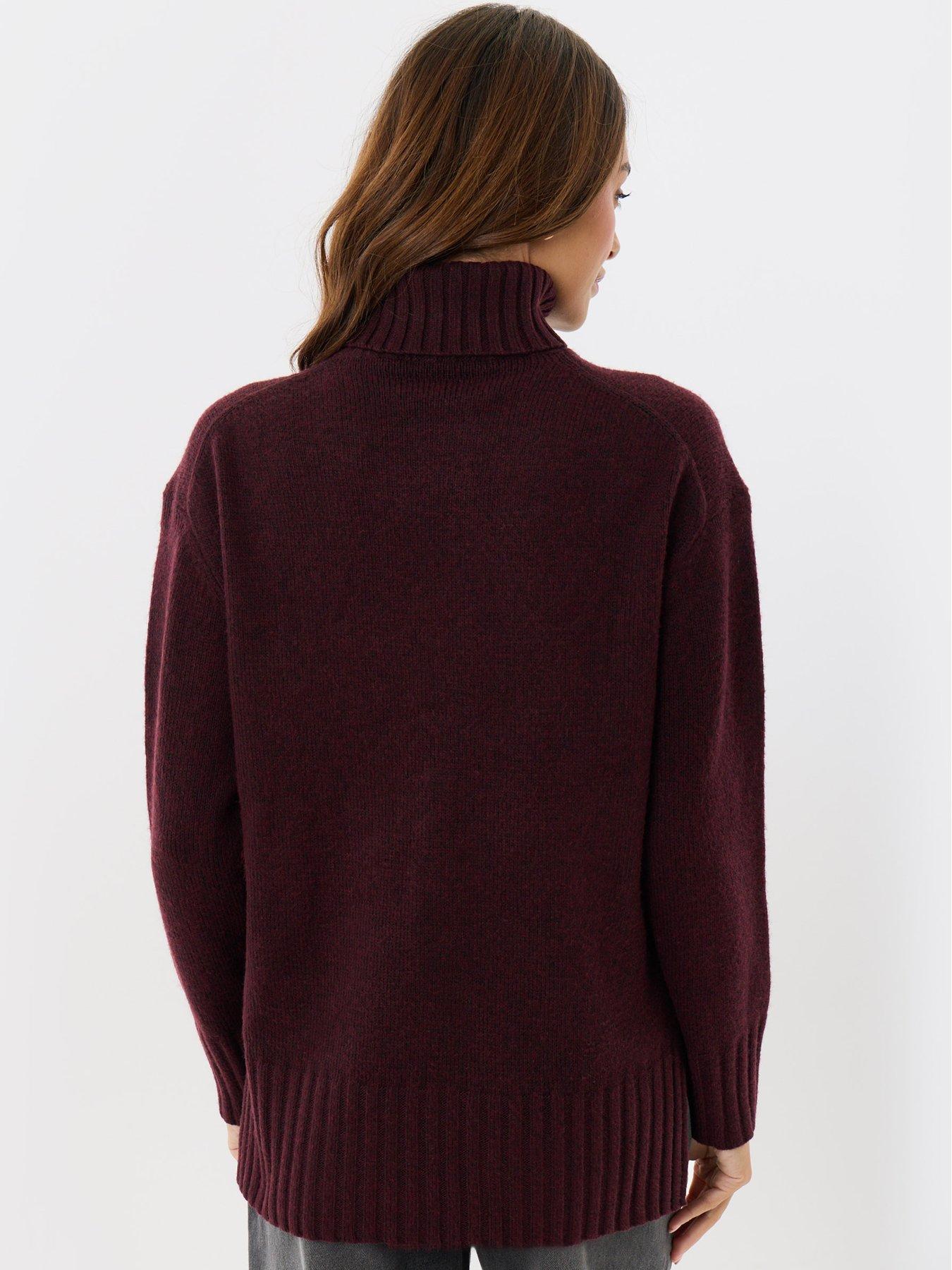 Image 2 of 5 of Threadbare Oversized Roll Neck Jumper In Plum