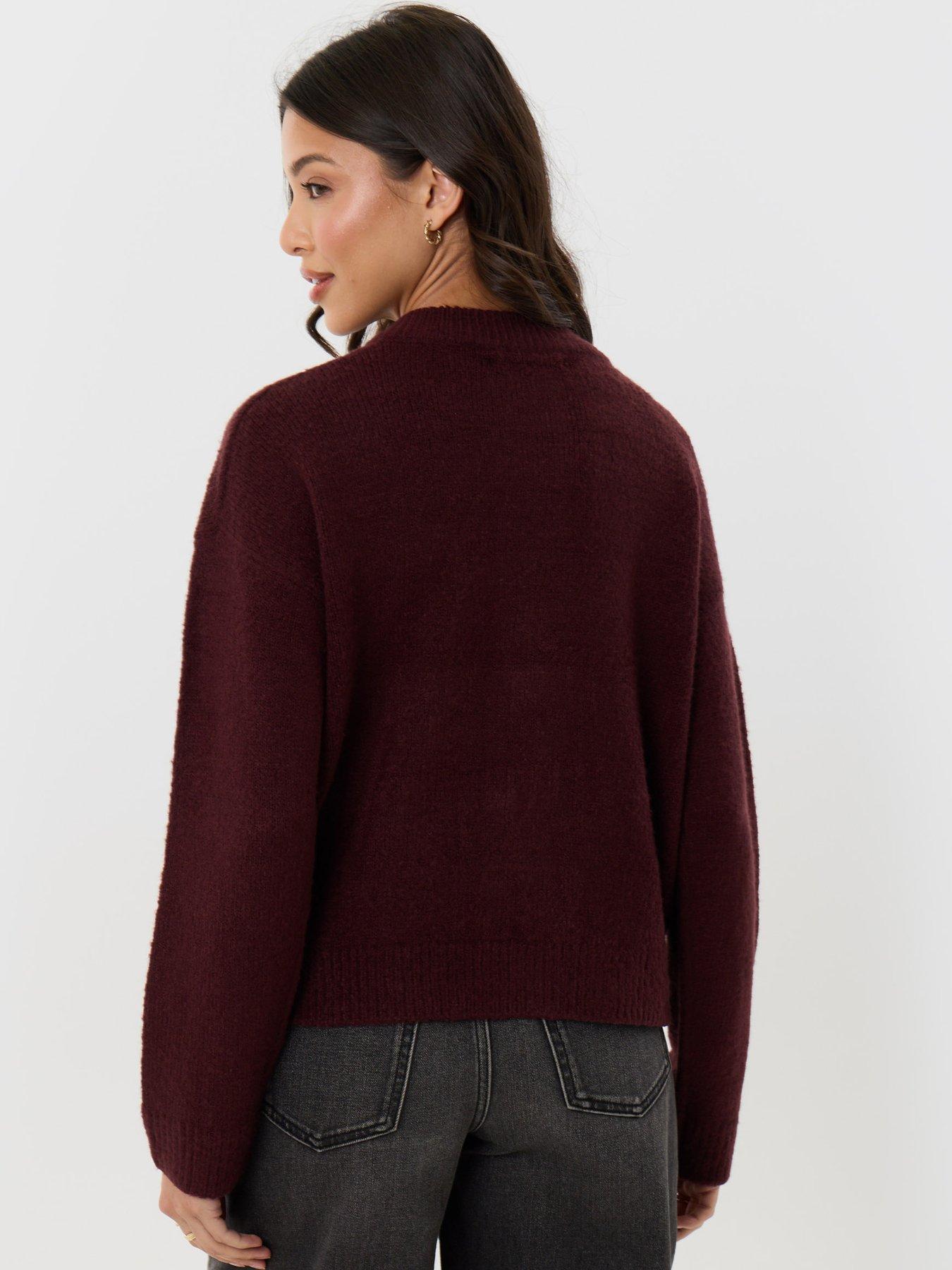 Image 2 of 4 of Threadbare Womens Pocket Detail Crew Neck Cardigan - Purple