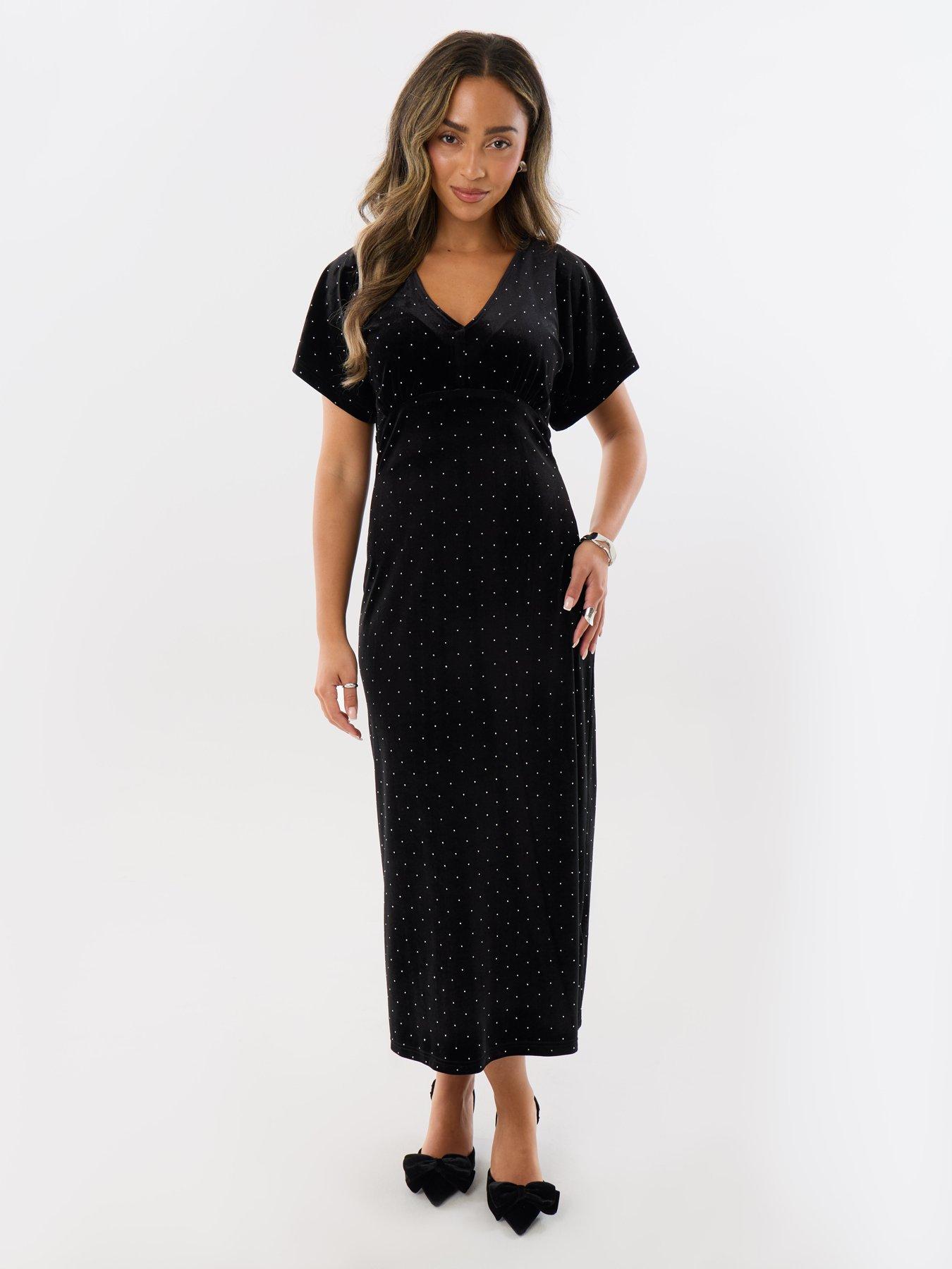 Image 3 of 4 of Threadbare Womens Miriam Hotfix Underbust Midi Dress - Black