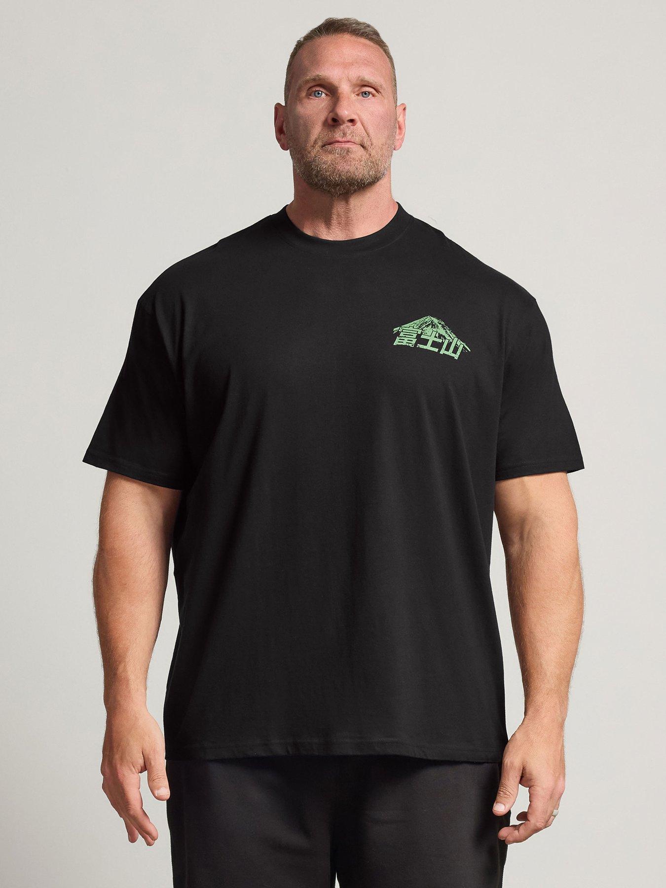 BadRhino Mens Japanese Mountain Graphic T-Shirt, Black, Size 3Xl, Men