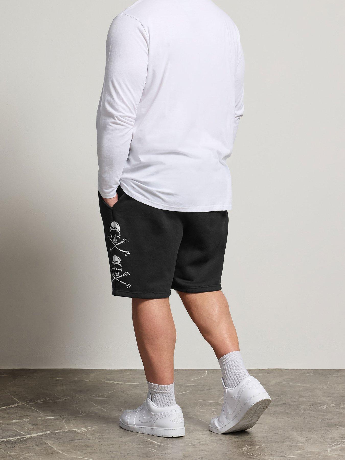 Image 2 of 4 of BadRhino Mens Skull Print Drawcord Jogger Shorts - Black