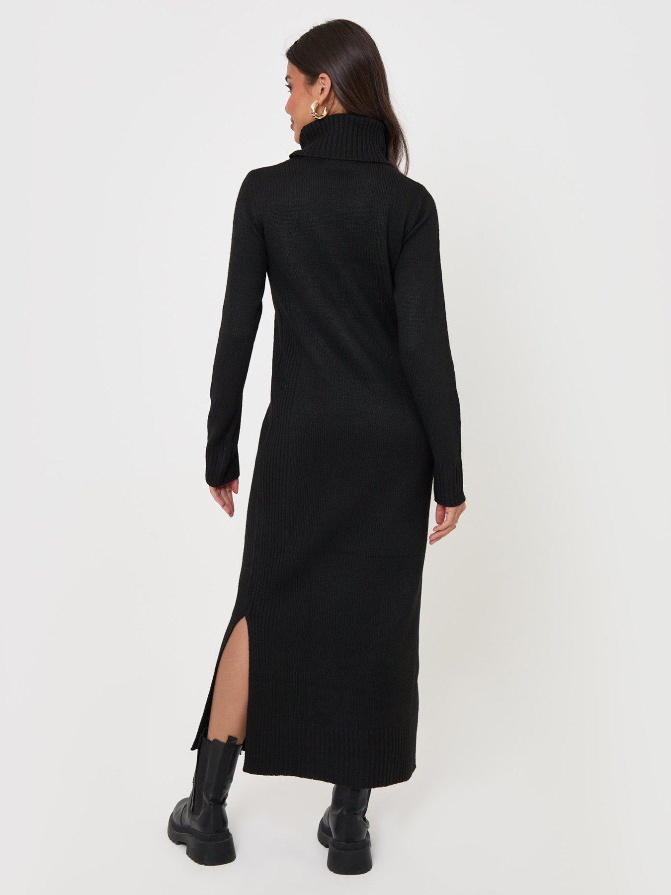 Image 2 of 4 of Threadbare Turtle Neck Maxi Jumper Dress In Black