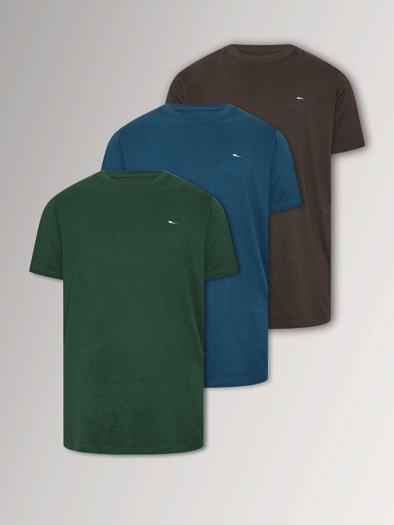 Image 1 of 4 of BadRhino Mens Extra Long 3 Pack Crew Neck T-Shirts - Brown