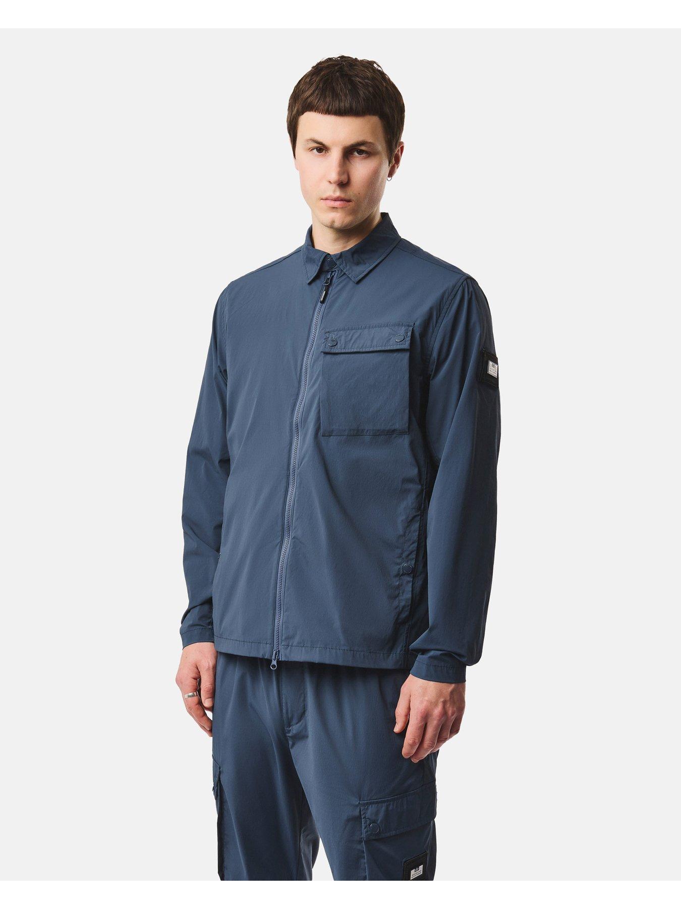 Image 1 of 6 of Weekend Offender Weekend Offender Southbank Technical Badge Overshirt - Dark Blue