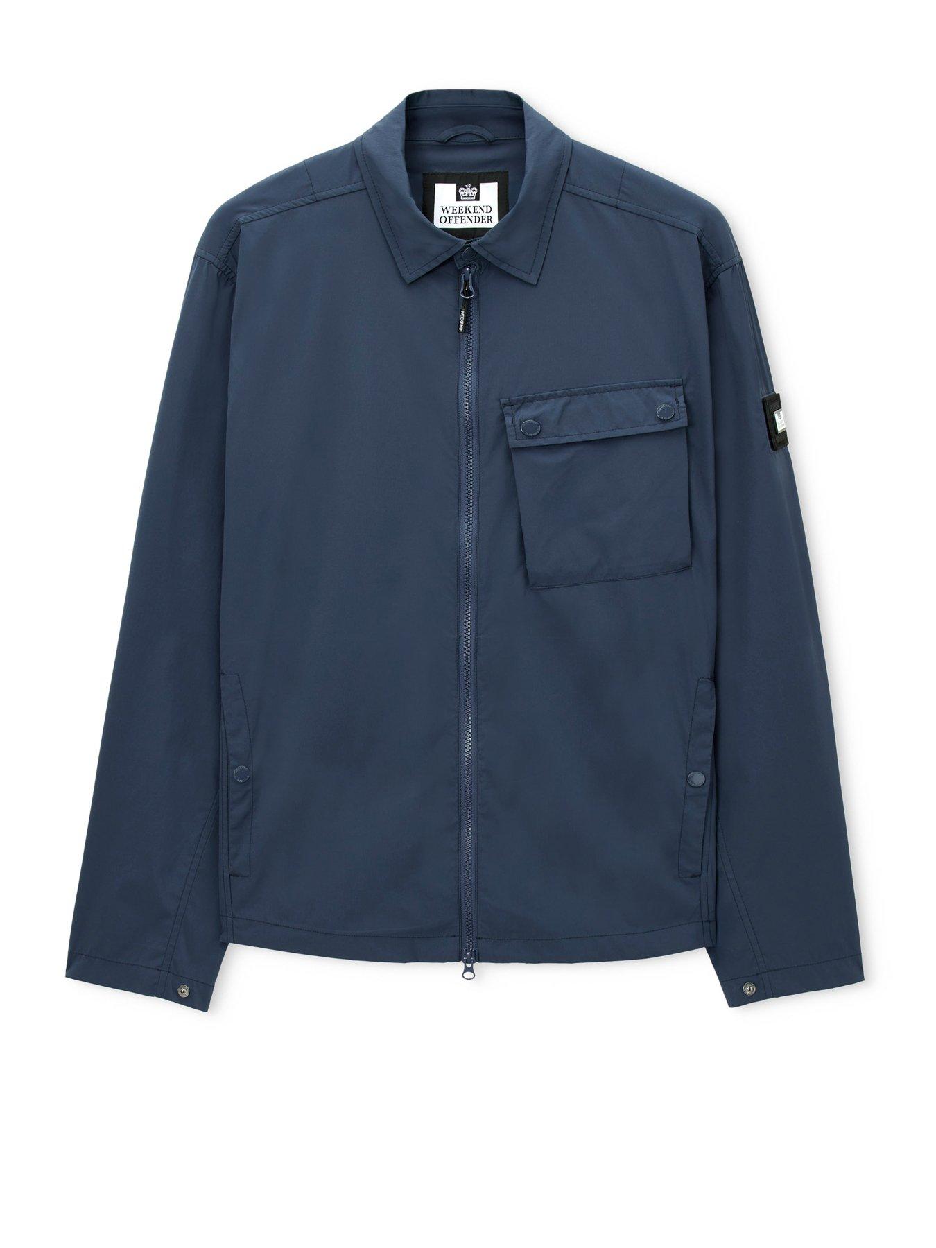 Image 4 of 6 of Weekend Offender Weekend Offender Southbank Technical Badge Overshirt - Dark Blue