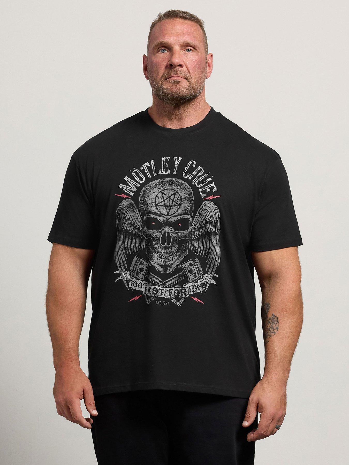 BadRhino Mens Big & Tall Motley Crue Graphic Crew Neck T-Shirt, Black, Size 4Xl, Men