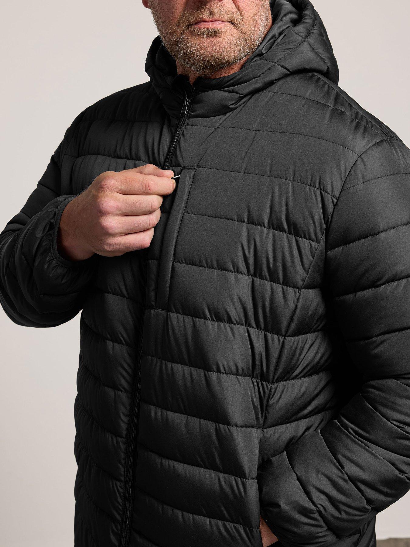 Image 4 of 4 of BadRhino Mens Lightweight Padded Hooded Zip Jacket - Black