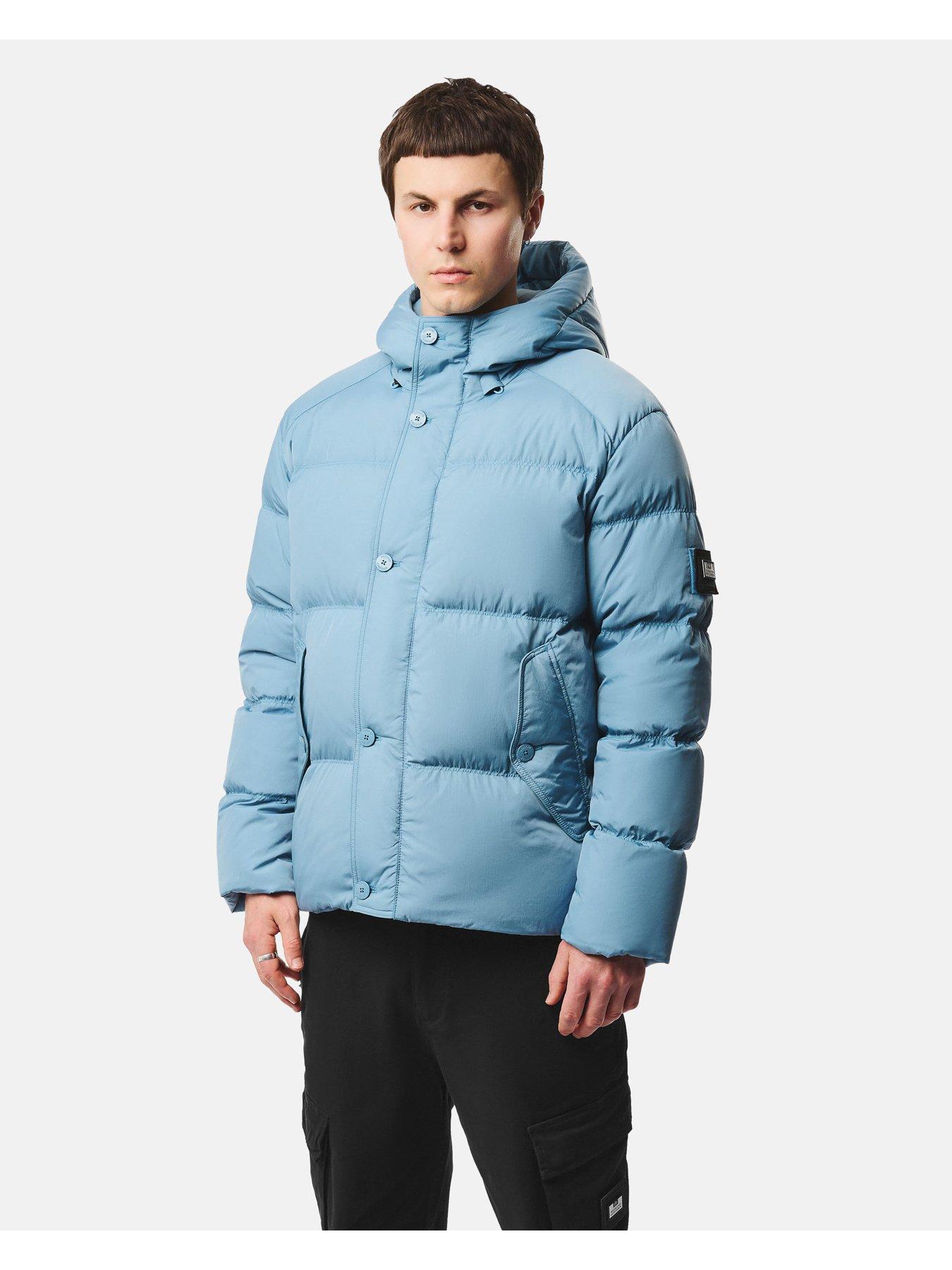 Image 1 of 7 of Weekend Offender Mens Esja Padded Hooded Snap-Button Coat - Blue