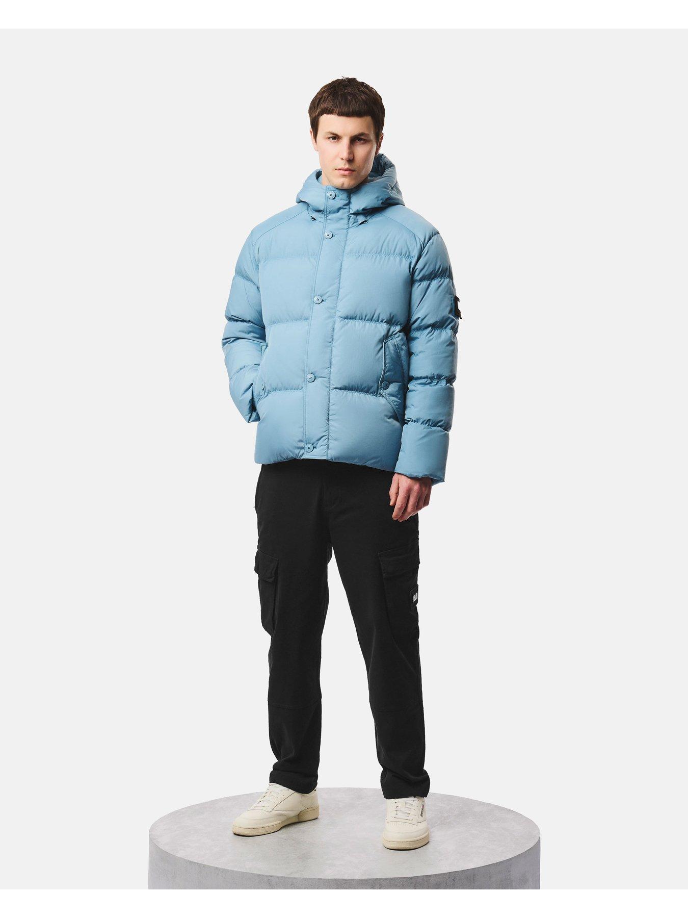 Image 2 of 7 of Weekend Offender Mens Esja Padded Hooded Snap-Button Coat - Blue