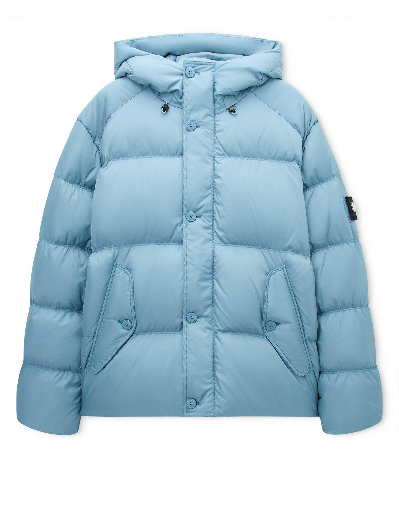 Image 5 of 7 of Weekend Offender Mens Esja Padded Hooded Snap-Button Coat - Blue