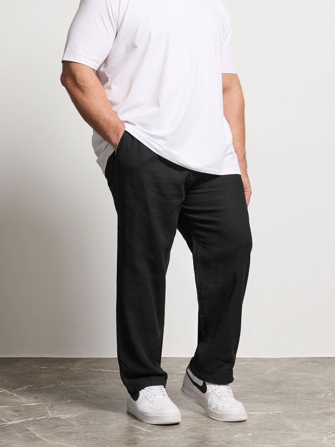 BadRhino Mens Big & Tall Textured Dobby Relaxed Leg Trousers, Black, Size 7-8Xl, Men