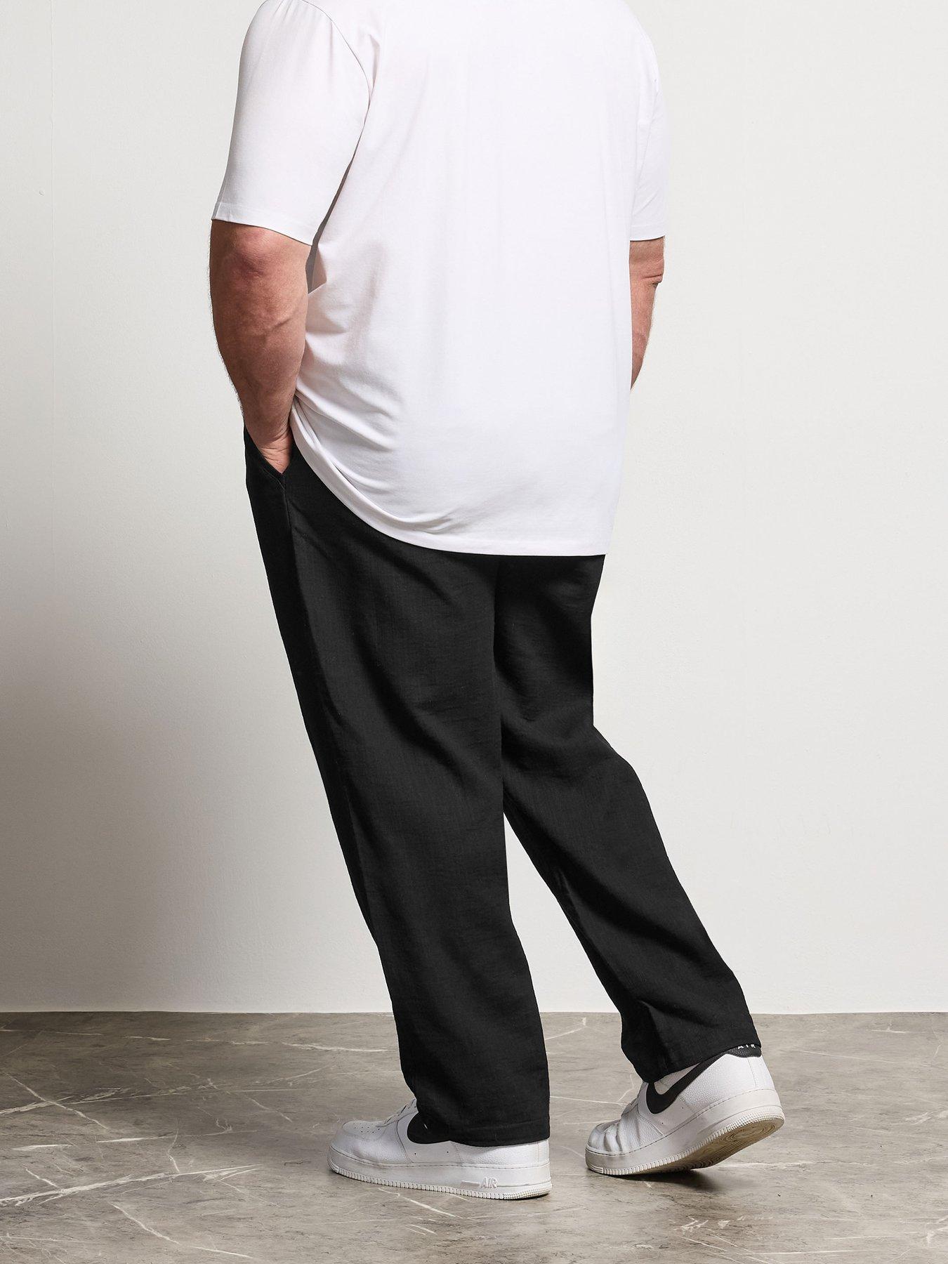 Image 2 of 4 of BadRhino Mens Big &amp; Tall Textured Dobby Relaxed Leg Trousers - Black