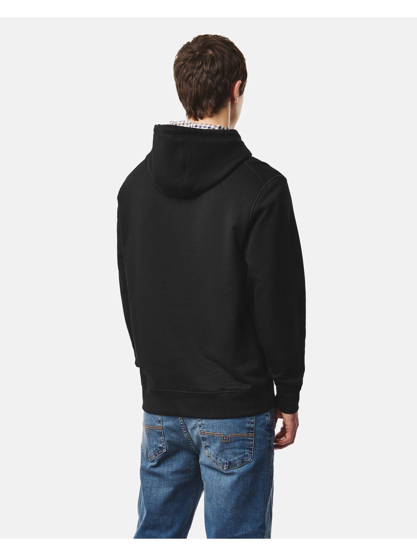 Image 3 of 5 of Weekend Offender Oulton Check Pullover Hoodie - Black
