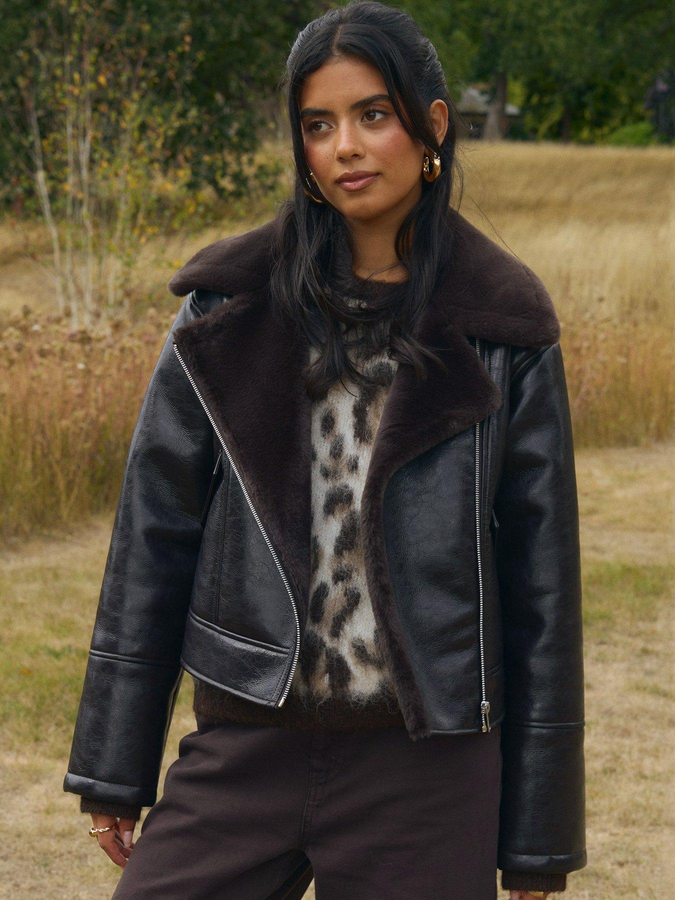 Image 1 of 4 of Threadbare Threadbare Womens Faux Suede Biker Jacket - Black