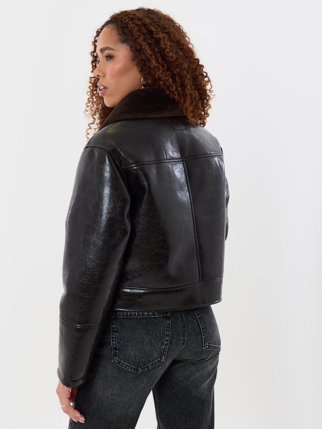Image 2 of 4 of Threadbare Threadbare Womens Faux Suede Biker Jacket - Black