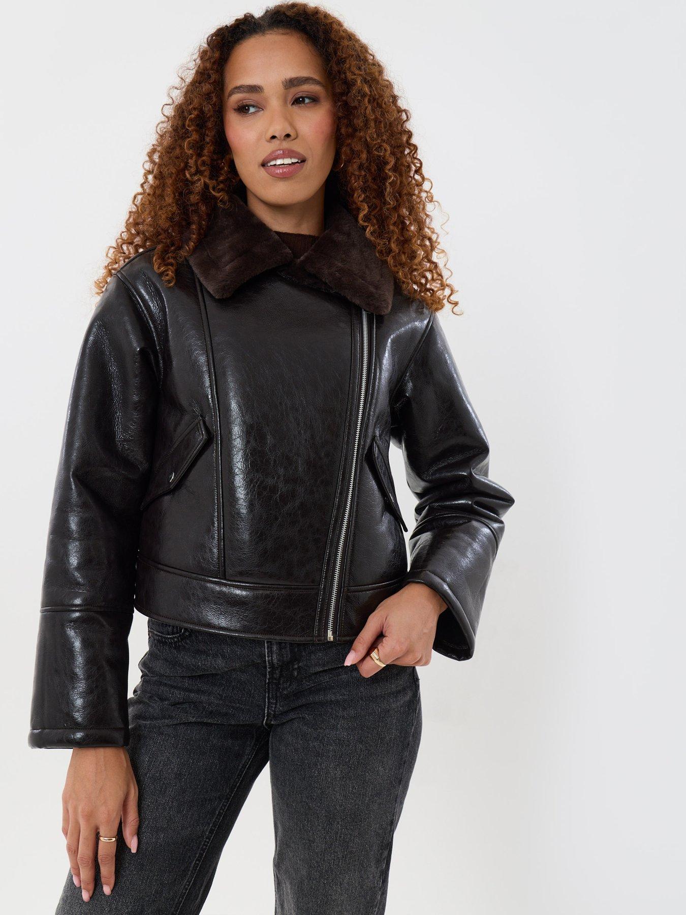 Image 3 of 4 of Threadbare Threadbare Womens Faux Suede Biker Jacket - Black