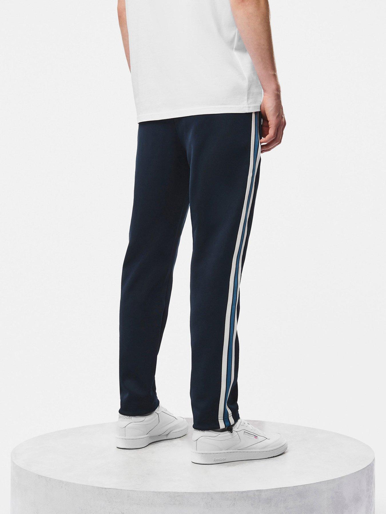 Image 3 of 6 of Weekend Offender Mens Cultra Stretch Side Stripe Track Trousers - Navy