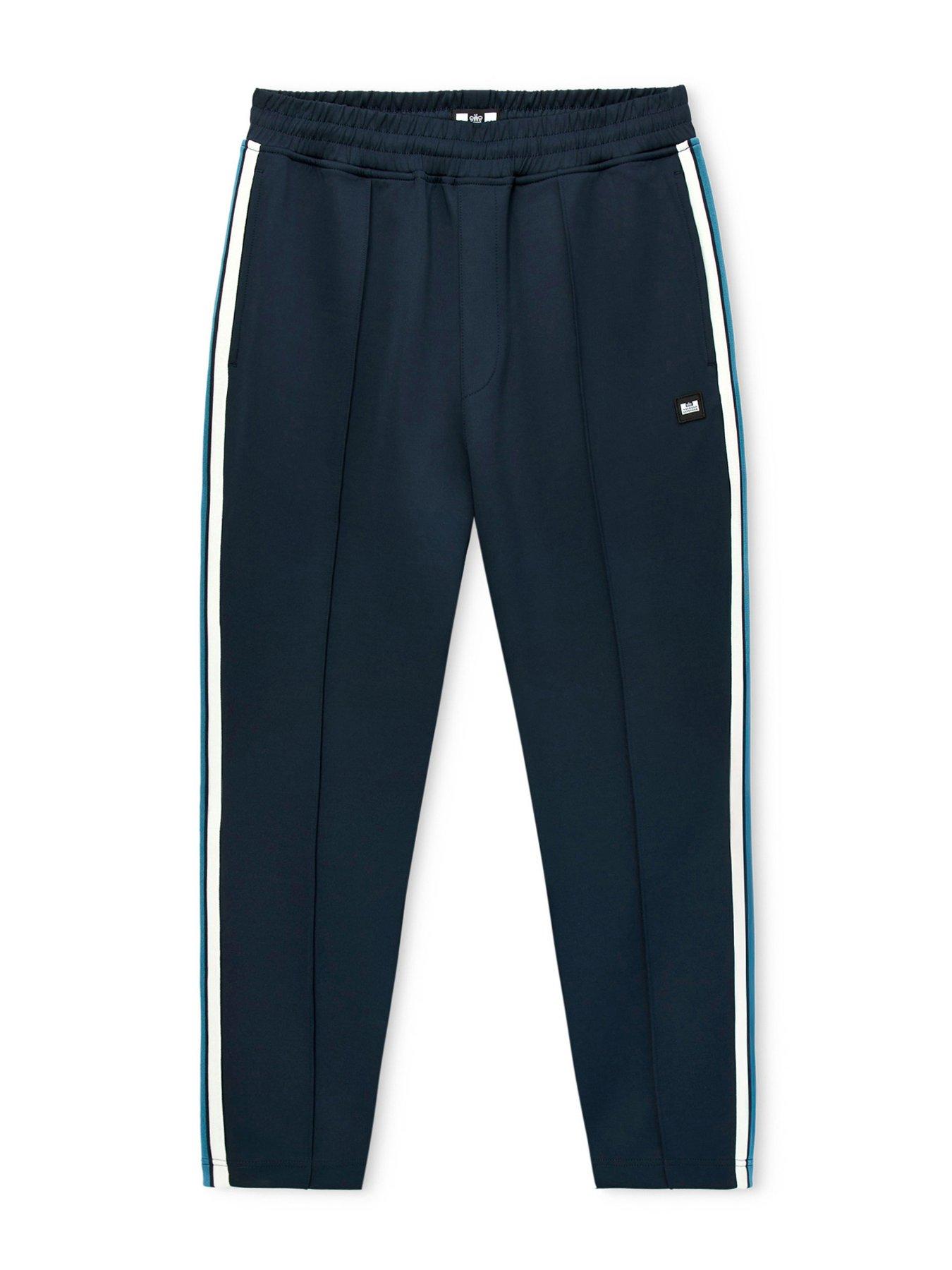 Image 4 of 6 of Weekend Offender Mens Cultra Stretch Side Stripe Track Trousers - Navy