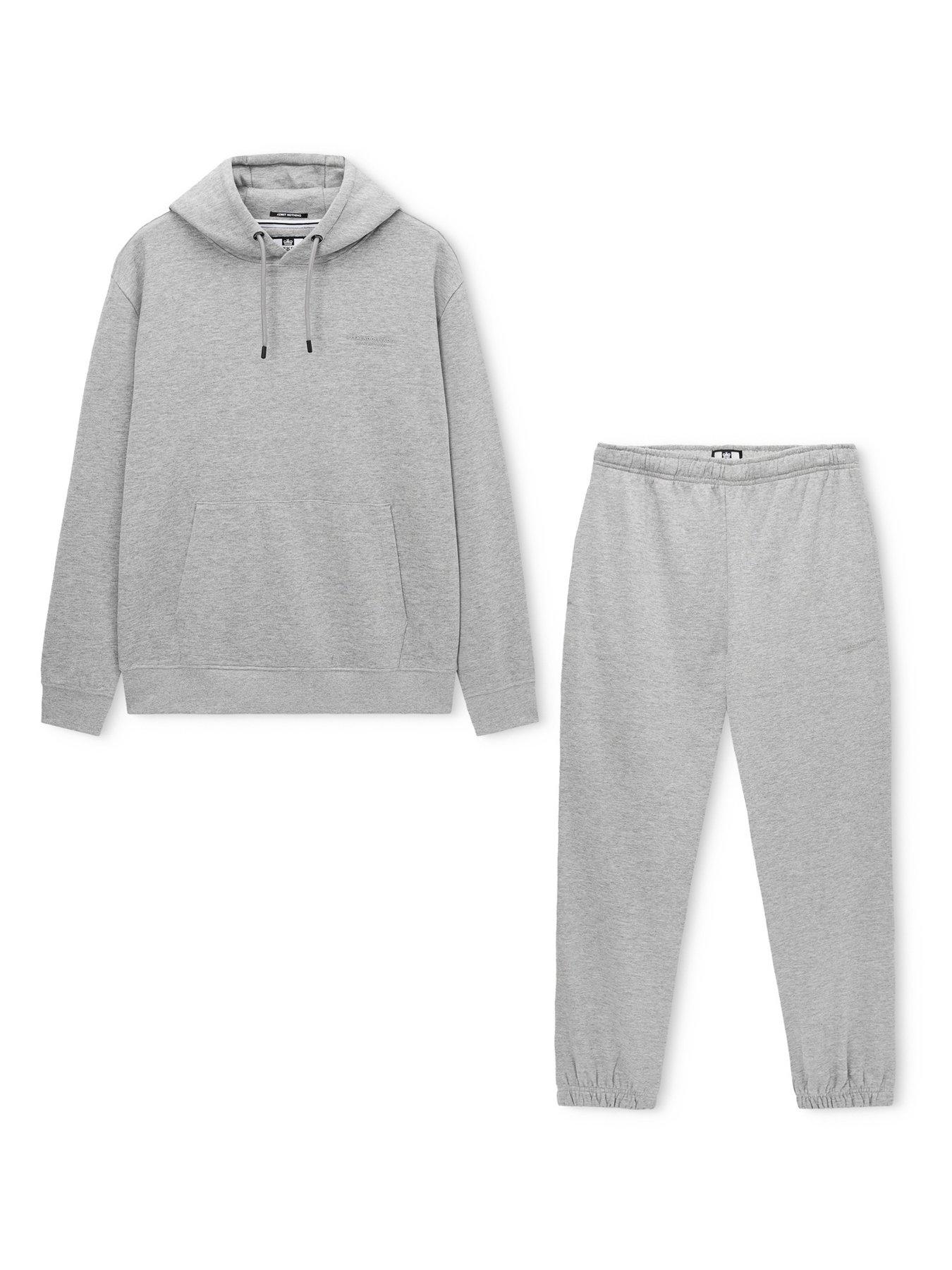 Image 3 of 4 of Weekend Offender Mens Ruidoso Drawstring Hood Cuffed Tracksuit Set - Grey