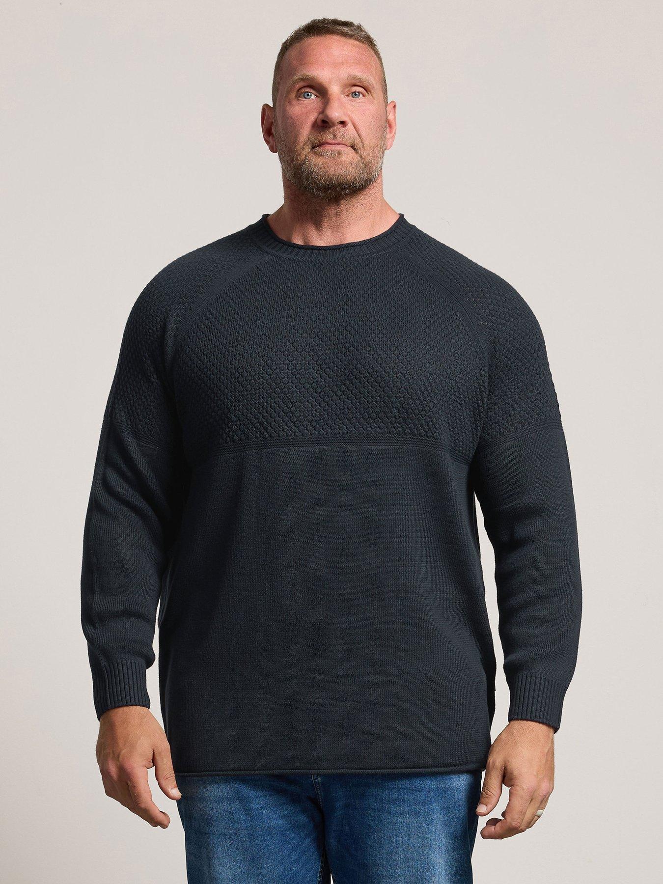 Badrhino Half Texture Crew Neck Knitted Jumper