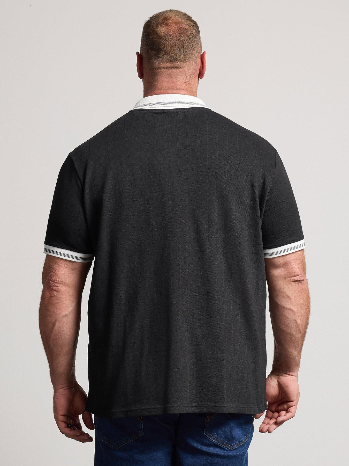 Image 2 of 4 of BadRhino Mens Mini Check Contrast Collar Polo Shirt - Black