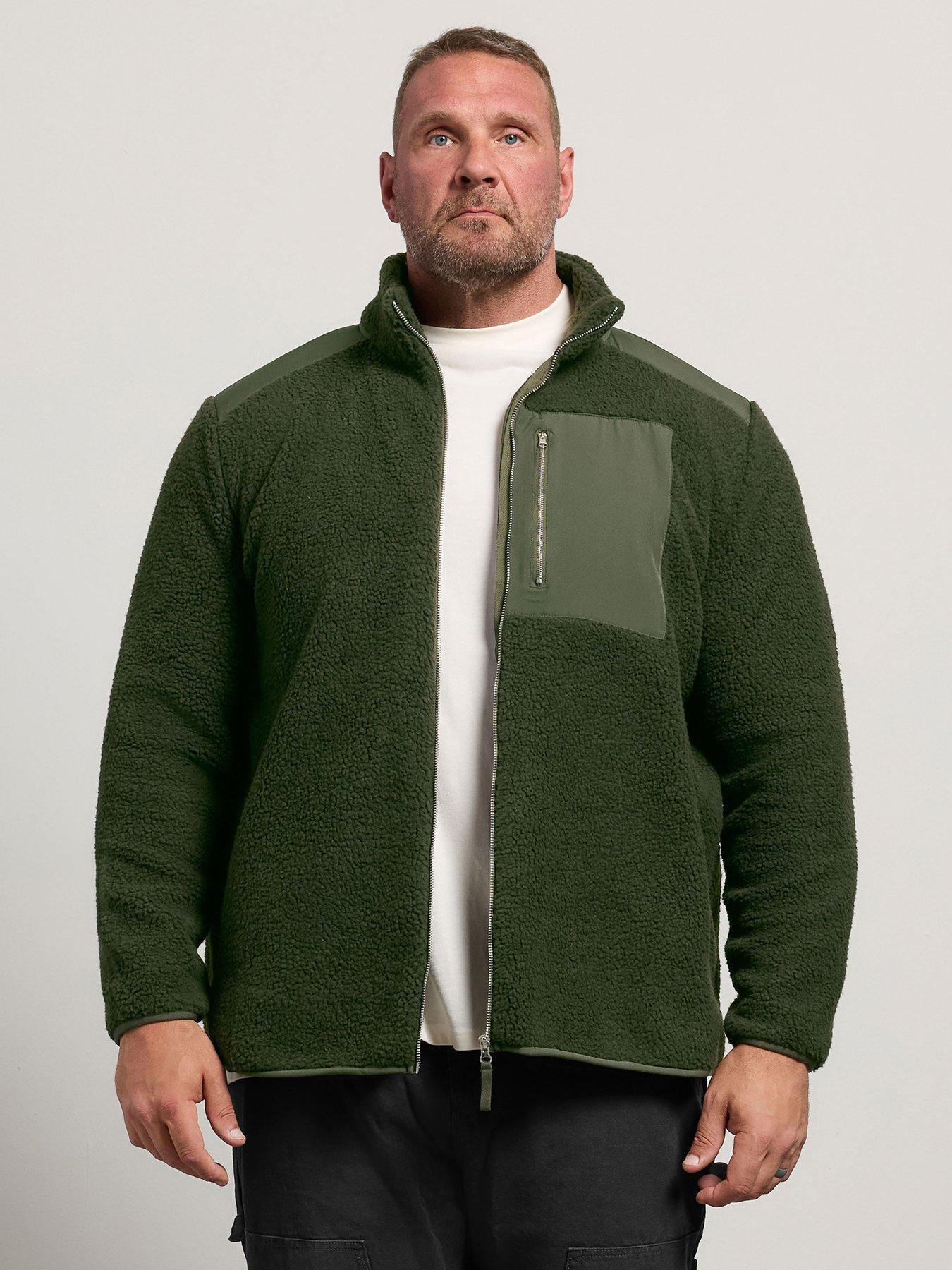 BadRhino Mens Borg Lined Zip-Through High Neck Jacket, Green, Size Xl, Men