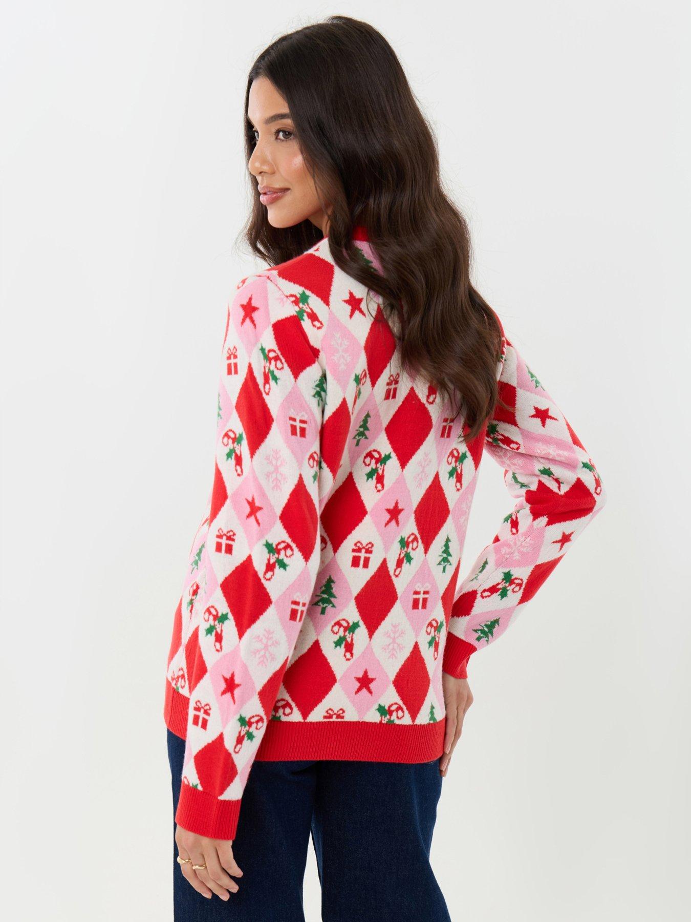 Image 2 of 4 of Threadbare Womens Donner Argyle Christmas Jumper - Multi